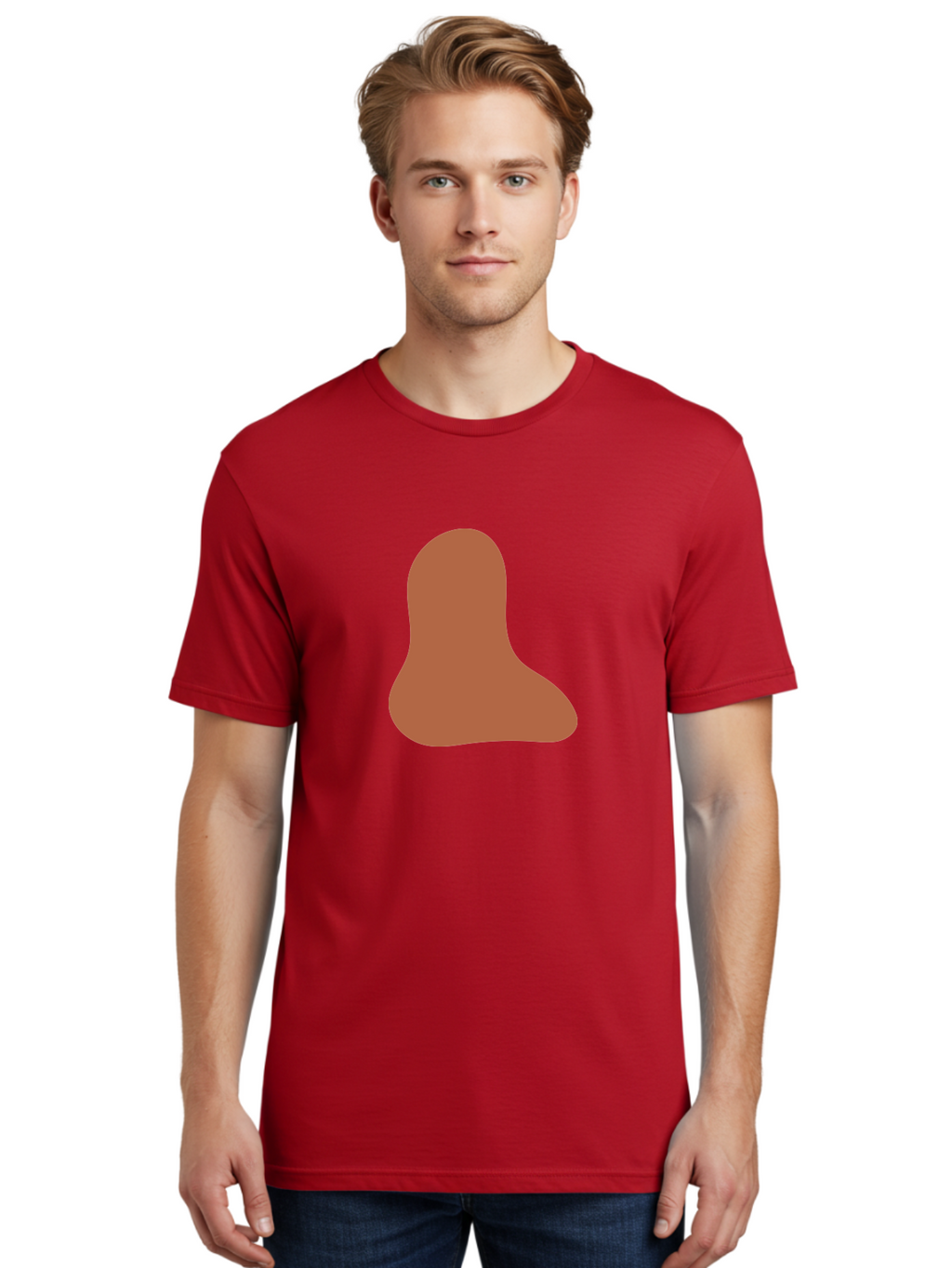 Cashew-Nut Men'S Graphic Tee, 100% Cotton, Comfortable Casual Summer Wear, Machine Washable, Roasted Chicken Leg, Savory Dish, Food Illustration, Cartoon Style, Reddish-Brown Color, Simple Design, Culinary Art Aae002