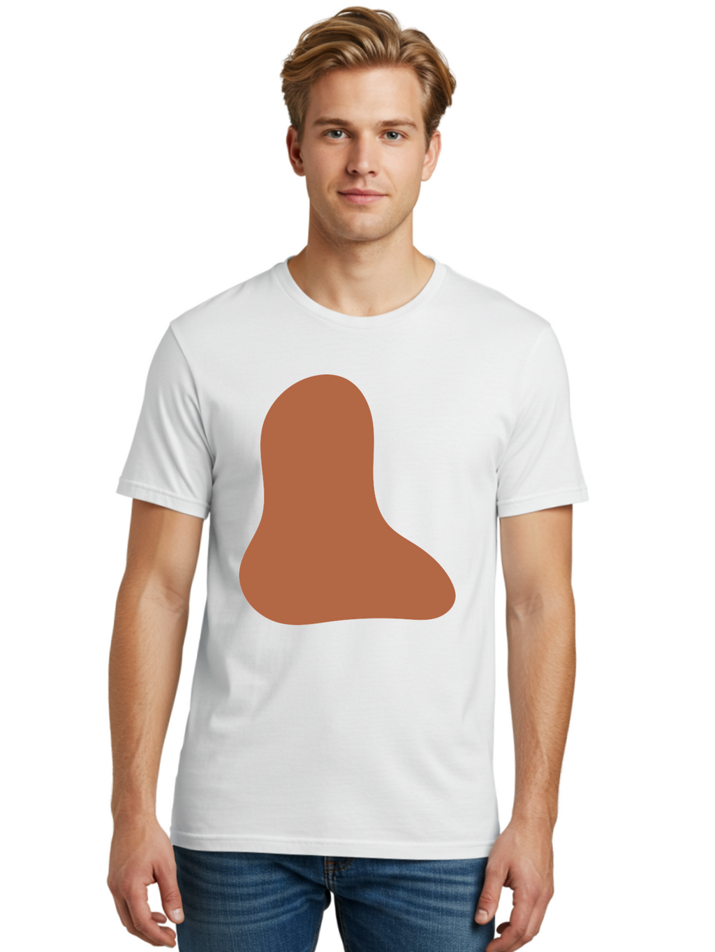 Cashew-Nut Men'S Graphic Tee, 100% Cotton, Comfortable Casual Summer Wear, Machine Washable, Roasted Chicken Leg, Savory Dish, Food Illustration, Cartoon Style, Reddish-Brown Color, Simple Design, Culinary Art Aae002