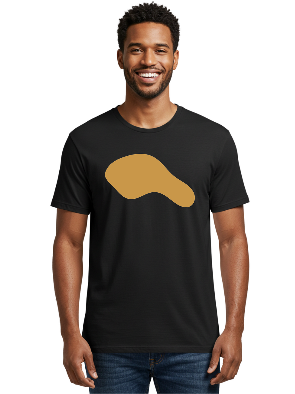 Chicken-Drumstick Men'S Graphic Tee, 100% Cotton, Comfortable Casual Summer Wear, Machine Washable, Fried Chicken, Chicken Leg, Food Illustration, Abstract Shape, Brown Color, Simple Design, Digital Art, Culinary Theme Aae003