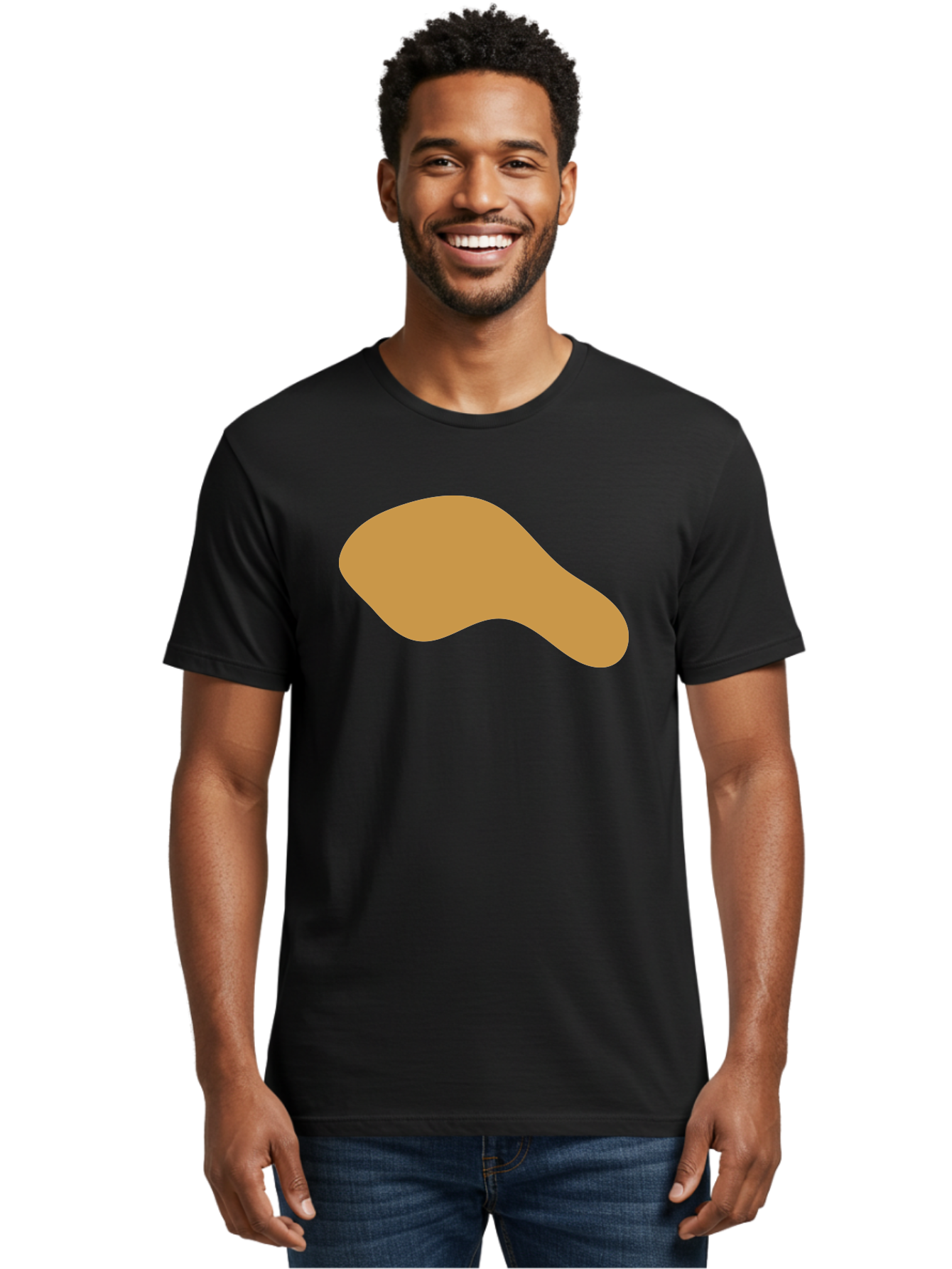 Chicken-Drumstick Men'S Graphic Tee, 100% Cotton, Comfortable Casual Summer Wear, Machine Washable, Fried Chicken, Chicken Leg, Food Illustration, Abstract Shape, Brown Color, Simple Design, Digital Art, Culinary Theme Aae003
