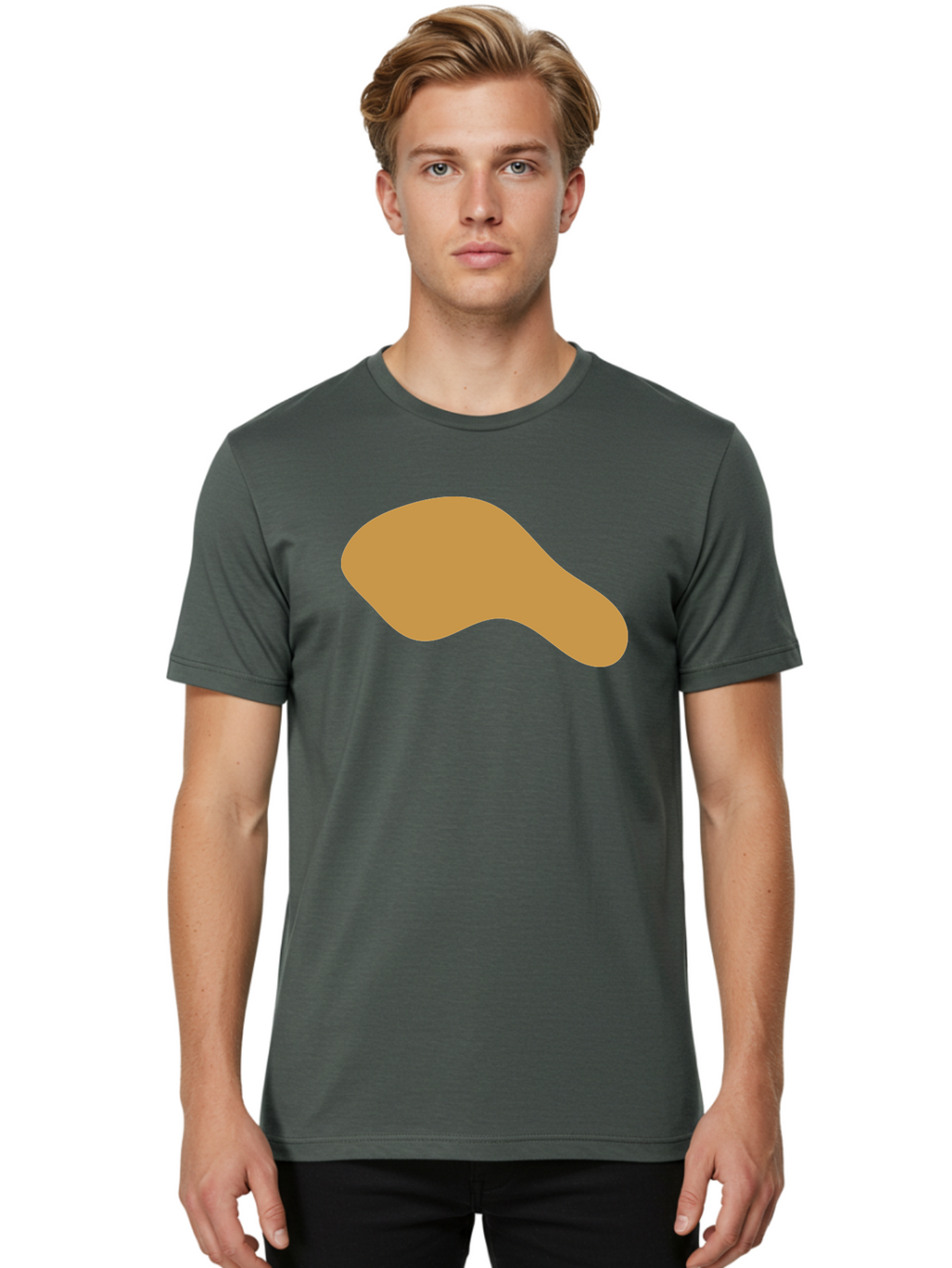 Chicken-Drumstick Men'S Graphic Tee, 100% Cotton, Comfortable Casual Summer Wear, Machine Washable, Fried Chicken, Chicken Leg, Food Illustration, Abstract Shape, Brown Color, Simple Design, Digital Art, Culinary Theme Aae003