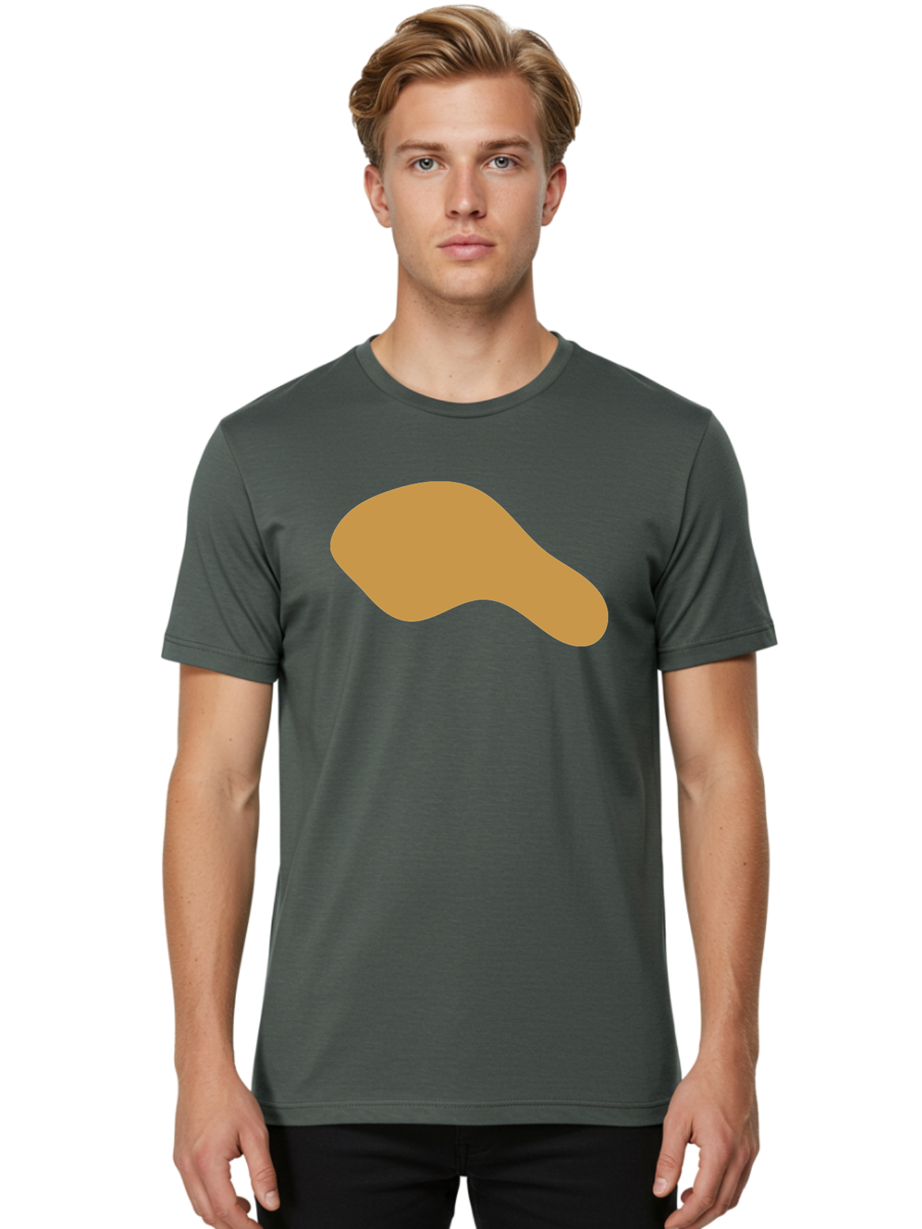 Chicken-Drumstick Men'S Graphic Tee, 100% Cotton, Comfortable Casual Summer Wear, Machine Washable, Fried Chicken, Chicken Leg, Food Illustration, Abstract Shape, Brown Color, Simple Design, Digital Art, Culinary Theme Aae003