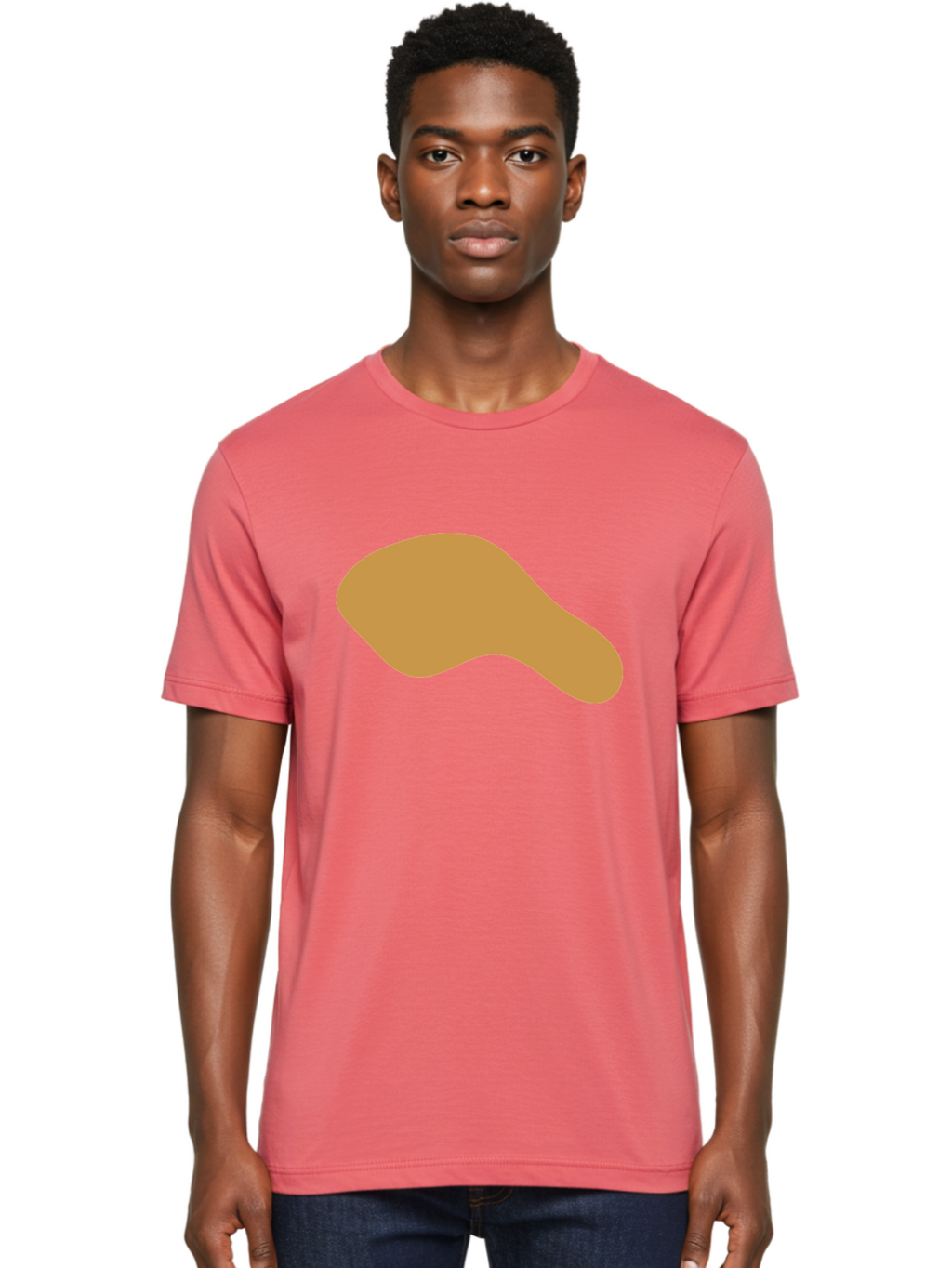Chicken-Drumstick Men'S Graphic Tee, 100% Cotton, Comfortable Casual Summer Wear, Machine Washable, Fried Chicken, Chicken Leg, Food Illustration, Abstract Shape, Brown Color, Simple Design, Digital Art, Culinary Theme Aae003
