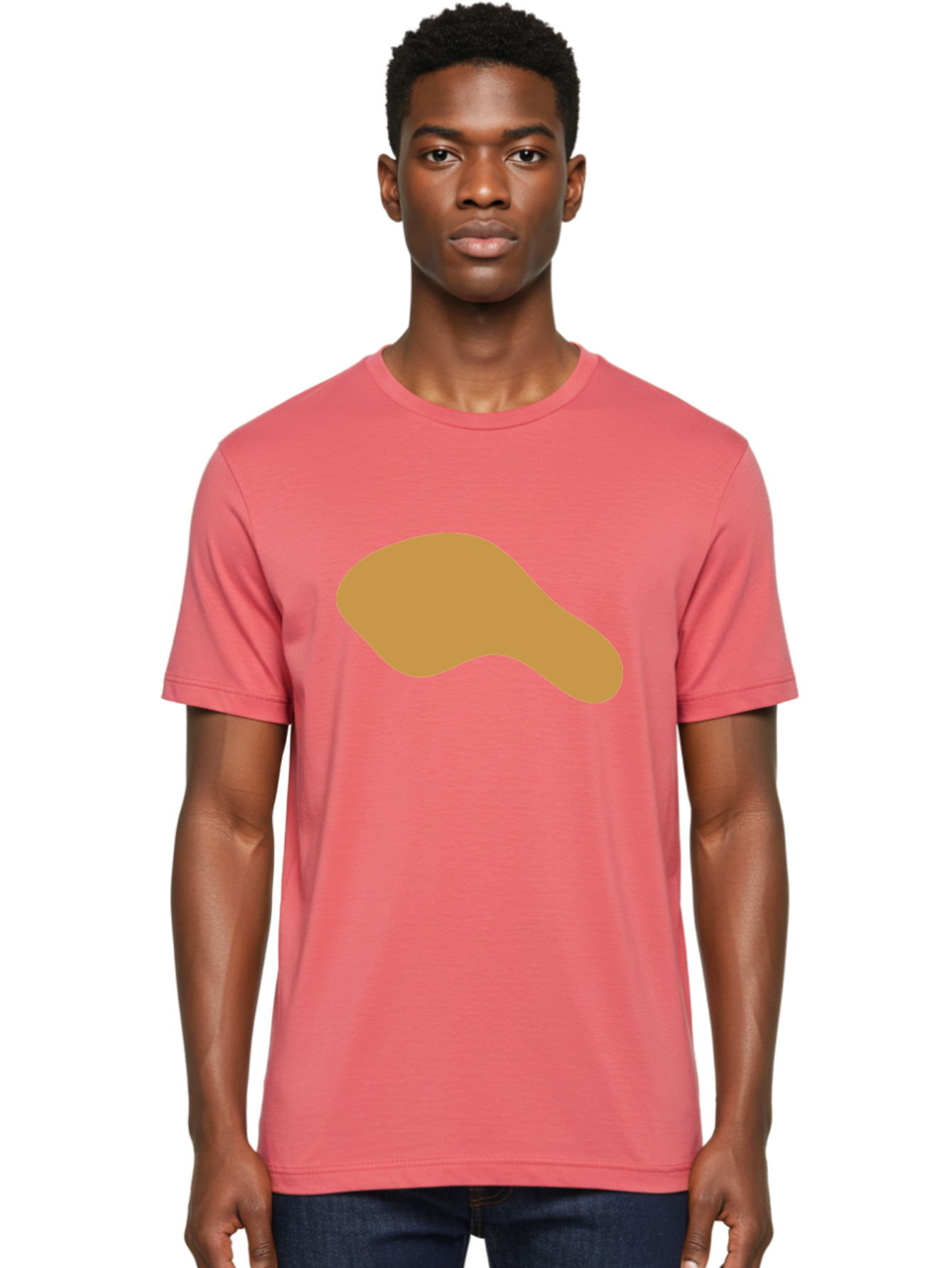 Chicken-Drumstick Men'S Graphic Tee, 100% Cotton, Comfortable Casual Summer Wear, Machine Washable, Fried Chicken, Chicken Leg, Food Illustration, Abstract Shape, Brown Color, Simple Design, Digital Art, Culinary Theme Aae003