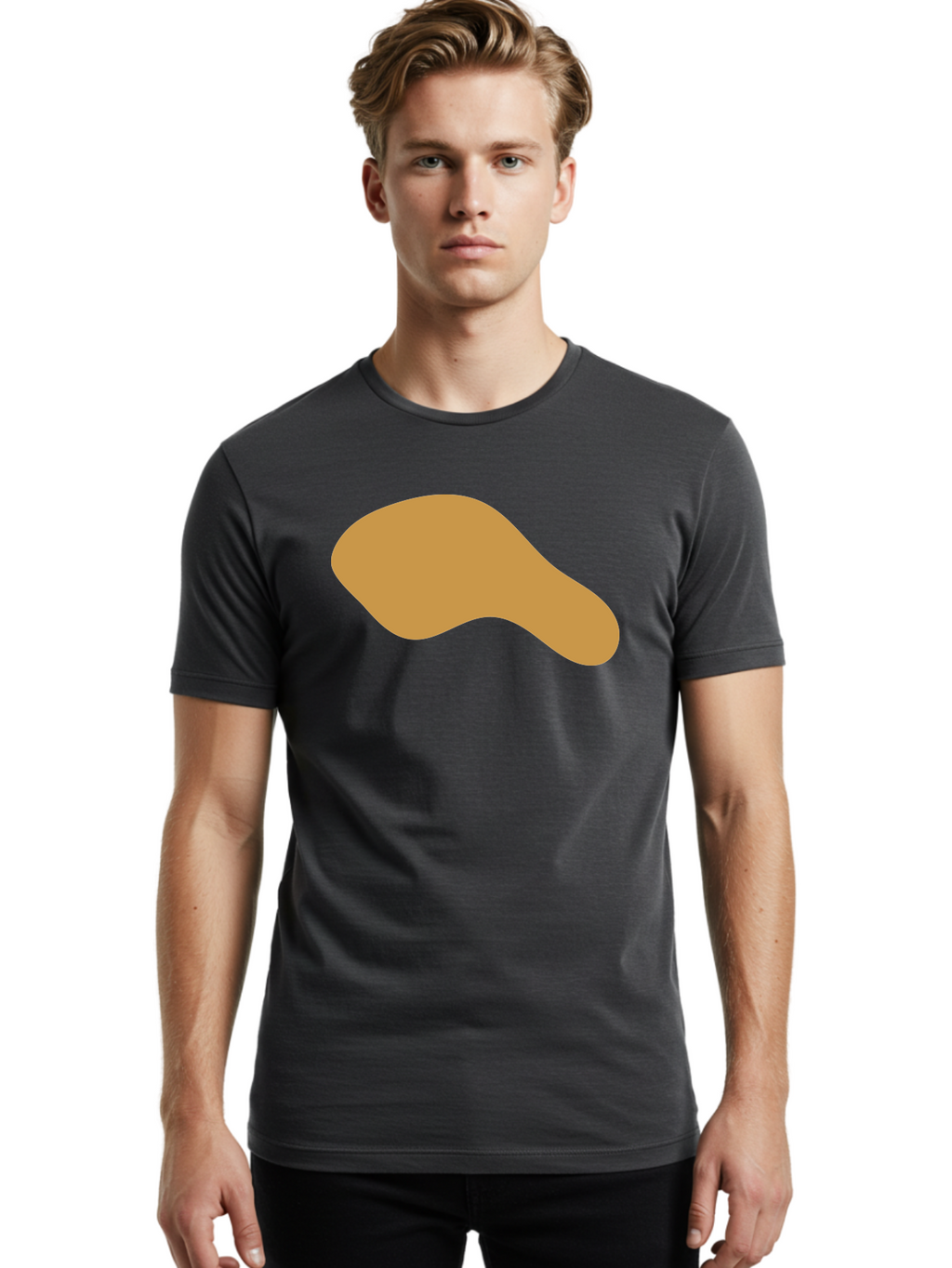 Chicken-Drumstick Men'S Graphic Tee, 100% Cotton, Comfortable Casual Summer Wear, Machine Washable, Fried Chicken, Chicken Leg, Food Illustration, Abstract Shape, Brown Color, Simple Design, Digital Art, Culinary Theme Aae003