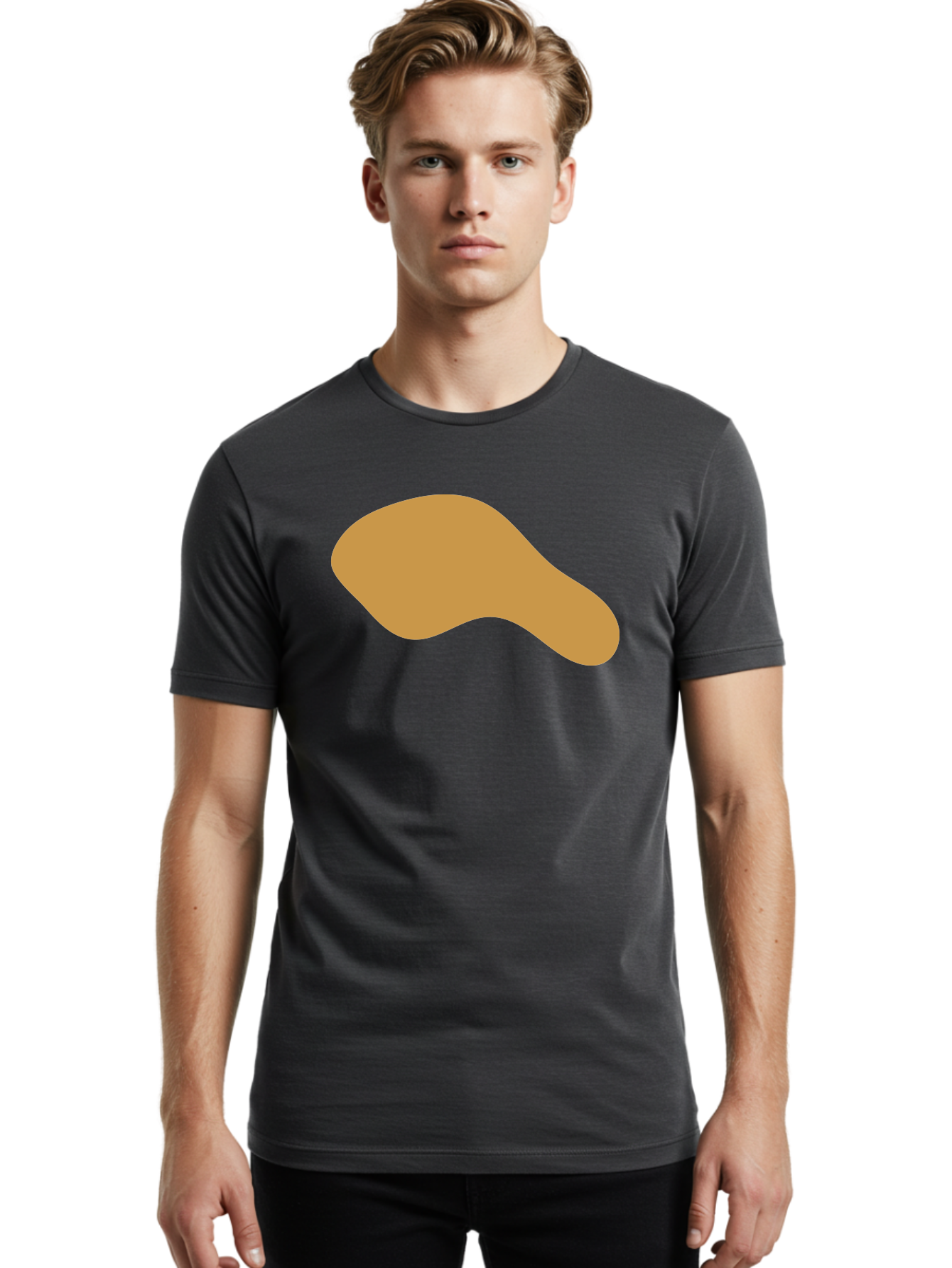 Chicken-Drumstick Men'S Graphic Tee, 100% Cotton, Comfortable Casual Summer Wear, Machine Washable, Fried Chicken, Chicken Leg, Food Illustration, Abstract Shape, Brown Color, Simple Design, Digital Art, Culinary Theme Aae003