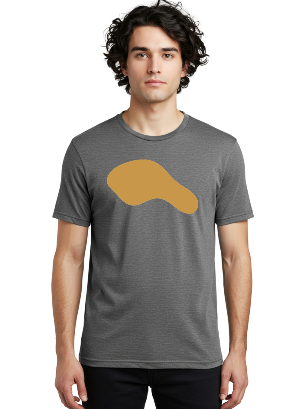 Chicken-Drumstick Men'S Graphic Tee, 100% Cotton, Comfortable Casual Summer Wear, Machine Washable, Fried Chicken, Chicken Leg, Food Illustration, Abstract Shape, Brown Color, Simple Design, Digital Art, Culinary Theme Aae003