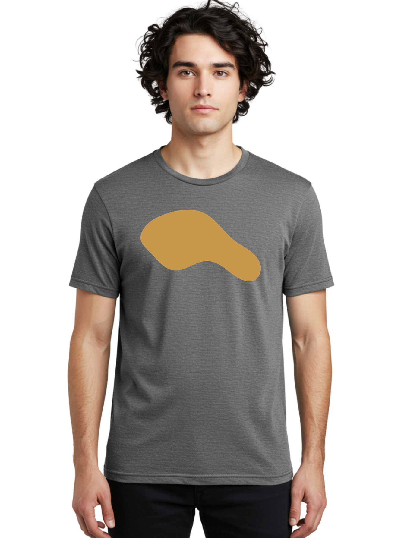Chicken-Drumstick Men'S Graphic Tee, 100% Cotton, Comfortable Casual Summer Wear, Machine Washable, Fried Chicken, Chicken Leg, Food Illustration, Abstract Shape, Brown Color, Simple Design, Digital Art, Culinary Theme Aae003