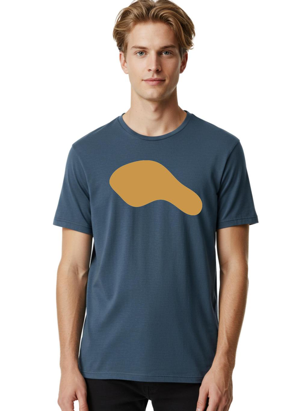 Chicken-Drumstick Men'S Graphic Tee, 100% Cotton, Comfortable Casual Summer Wear, Machine Washable, Fried Chicken, Chicken Leg, Food Illustration, Abstract Shape, Brown Color, Simple Design, Digital Art, Culinary Theme Aae003