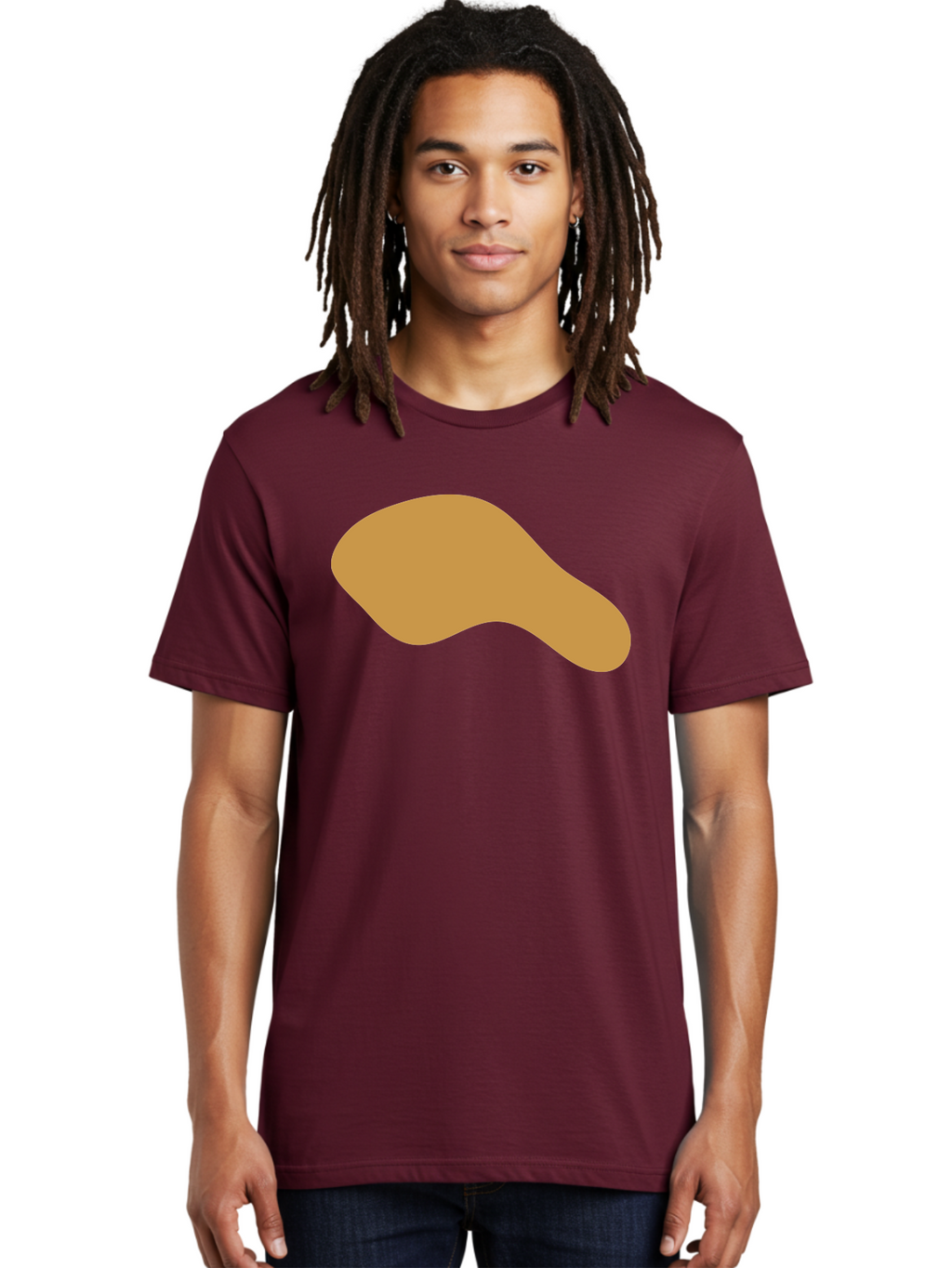 Chicken-Drumstick Men'S Graphic Tee, 100% Cotton, Comfortable Casual Summer Wear, Machine Washable, Fried Chicken, Chicken Leg, Food Illustration, Abstract Shape, Brown Color, Simple Design, Digital Art, Culinary Theme Aae003