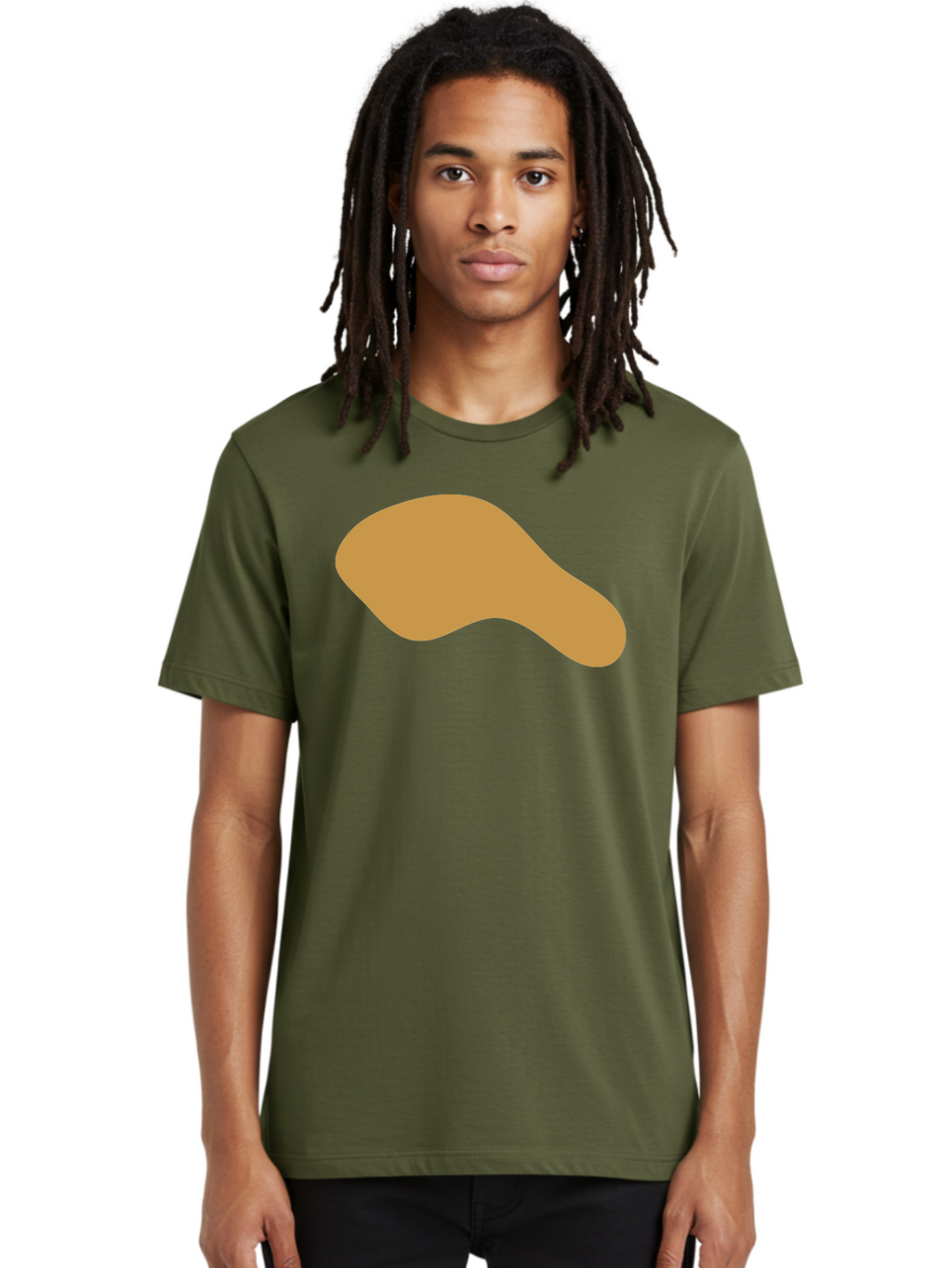 Chicken-Drumstick Men'S Graphic Tee, 100% Cotton, Comfortable Casual Summer Wear, Machine Washable, Fried Chicken, Chicken Leg, Food Illustration, Abstract Shape, Brown Color, Simple Design, Digital Art, Culinary Theme Aae003
