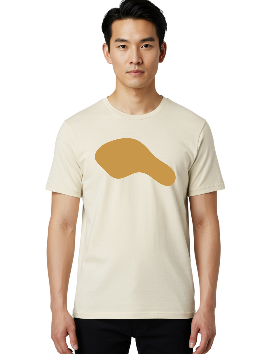 Chicken-Drumstick Men'S Graphic Tee, 100% Cotton, Comfortable Casual Summer Wear, Machine Washable, Fried Chicken, Chicken Leg, Food Illustration, Abstract Shape, Brown Color, Simple Design, Digital Art, Culinary Theme Aae003