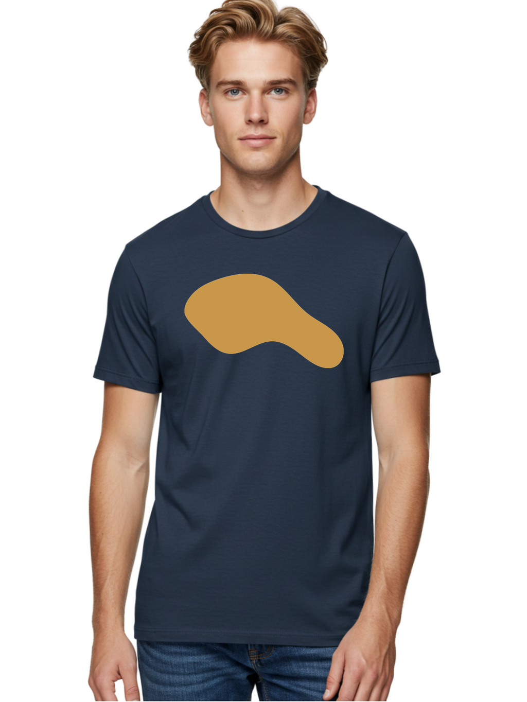 Chicken-Drumstick Men'S Graphic Tee, 100% Cotton, Comfortable Casual Summer Wear, Machine Washable, Fried Chicken, Chicken Leg, Food Illustration, Abstract Shape, Brown Color, Simple Design, Digital Art, Culinary Theme Aae003