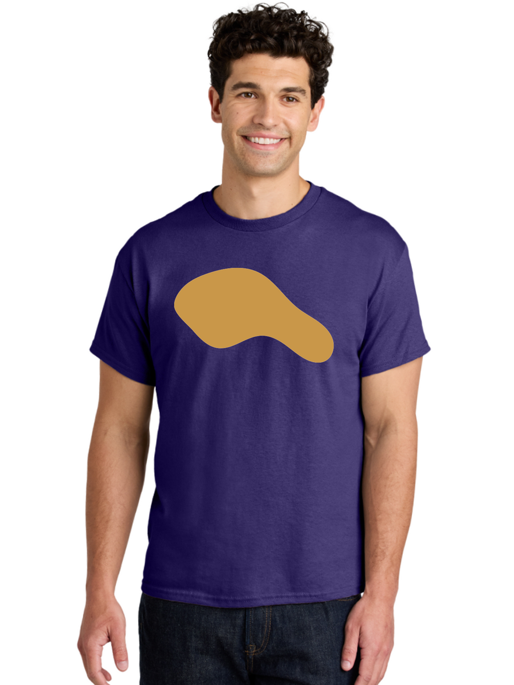 Chicken-Drumstick Men'S Graphic Tee, 100% Cotton, Comfortable Casual Summer Wear, Machine Washable, Fried Chicken, Chicken Leg, Food Illustration, Abstract Shape, Brown Color, Simple Design, Digital Art, Culinary Theme Aae003