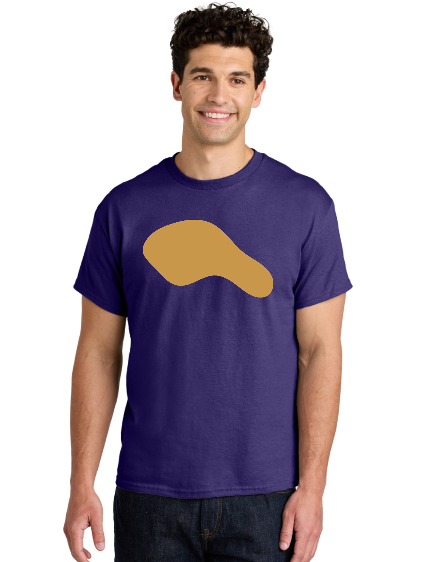 Chicken-Drumstick Men'S Graphic Tee, 100% Cotton, Comfortable Casual Summer Wear, Machine Washable, Fried Chicken, Chicken Leg, Food Illustration, Abstract Shape, Brown Color, Simple Design, Digital Art, Culinary Theme Aae003