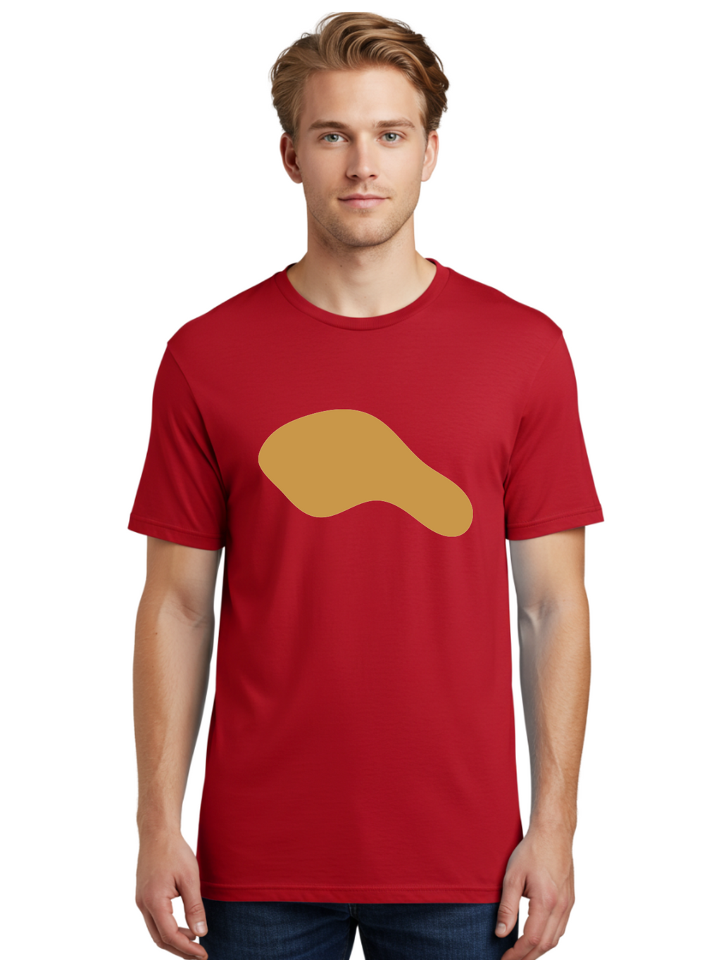 Chicken-Drumstick Men'S Graphic Tee, 100% Cotton, Comfortable Casual Summer Wear, Machine Washable, Fried Chicken, Chicken Leg, Food Illustration, Abstract Shape, Brown Color, Simple Design, Digital Art, Culinary Theme Aae003