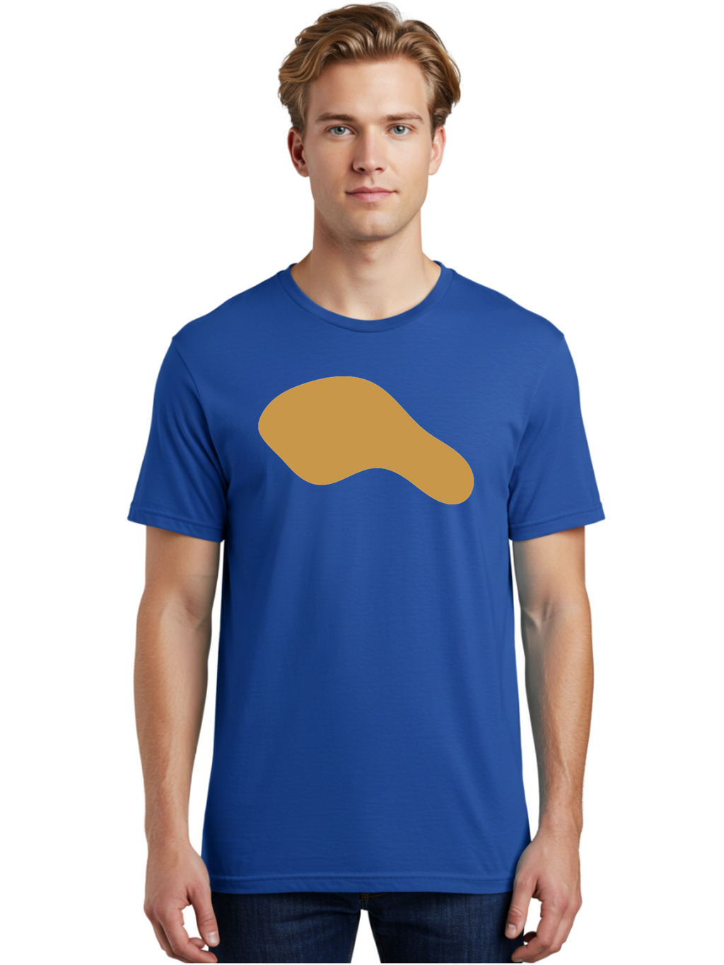 Chicken-Drumstick Men'S Graphic Tee, 100% Cotton, Comfortable Casual Summer Wear, Machine Washable, Fried Chicken, Chicken Leg, Food Illustration, Abstract Shape, Brown Color, Simple Design, Digital Art, Culinary Theme Aae003