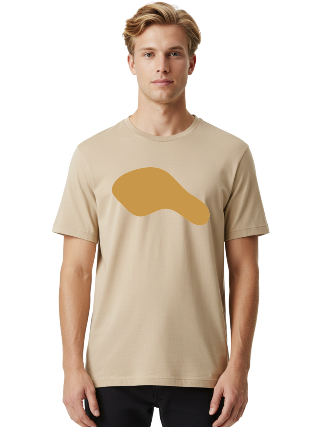 Chicken-Drumstick Men'S Graphic Tee, 100% Cotton, Comfortable Casual Summer Wear, Machine Washable, Fried Chicken, Chicken Leg, Food Illustration, Abstract Shape, Brown Color, Simple Design, Digital Art, Culinary Theme Aae003