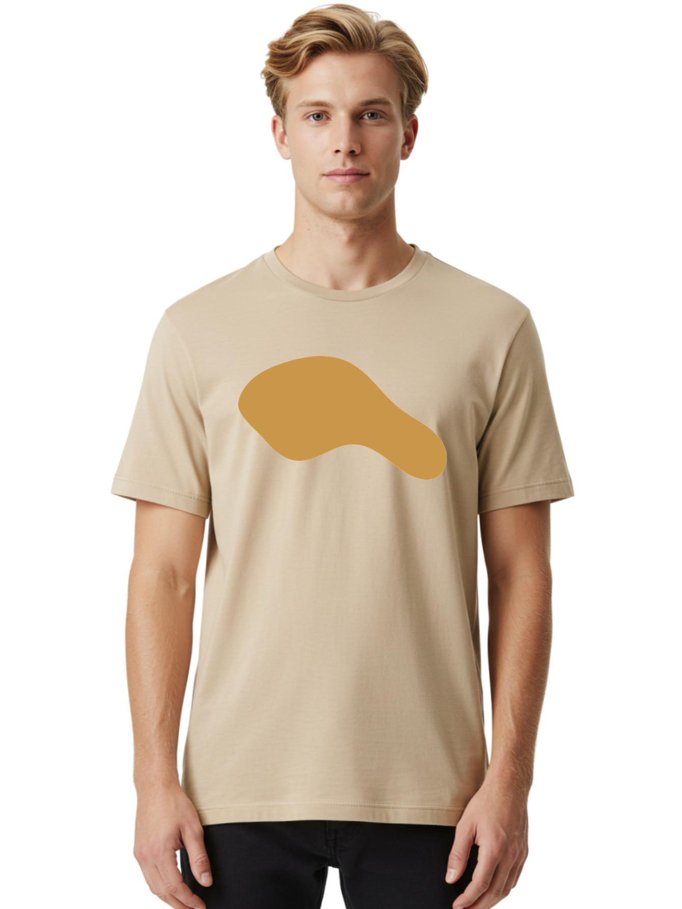 Chicken-Drumstick Men'S Graphic Tee, 100% Cotton, Comfortable Casual Summer Wear, Machine Washable, Fried Chicken, Chicken Leg, Food Illustration, Abstract Shape, Brown Color, Simple Design, Digital Art, Culinary Theme Aae003