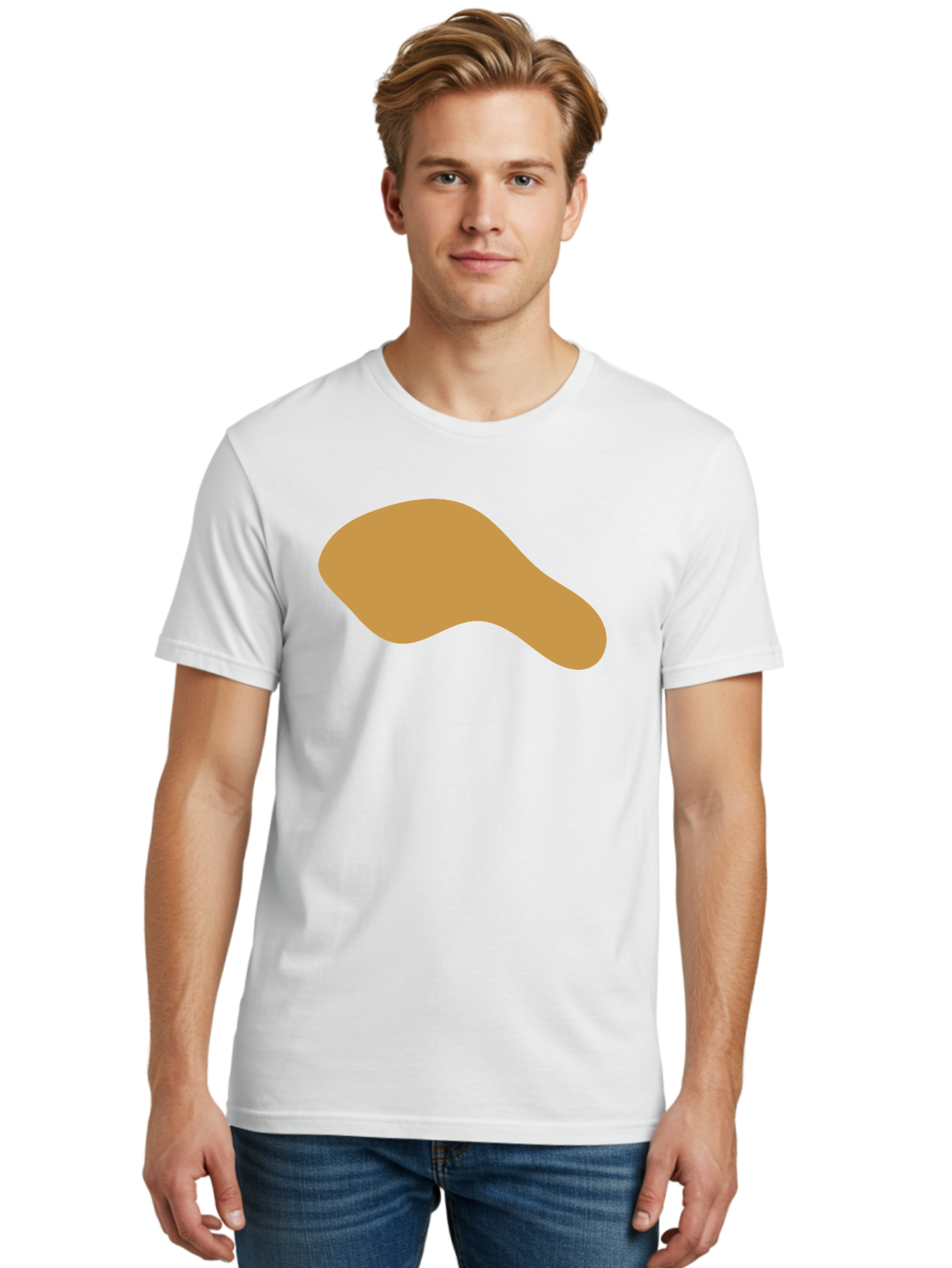 Chicken-Drumstick Men'S Graphic Tee, 100% Cotton, Comfortable Casual Summer Wear, Machine Washable, Fried Chicken, Chicken Leg, Food Illustration, Abstract Shape, Brown Color, Simple Design, Digital Art, Culinary Theme Aae003