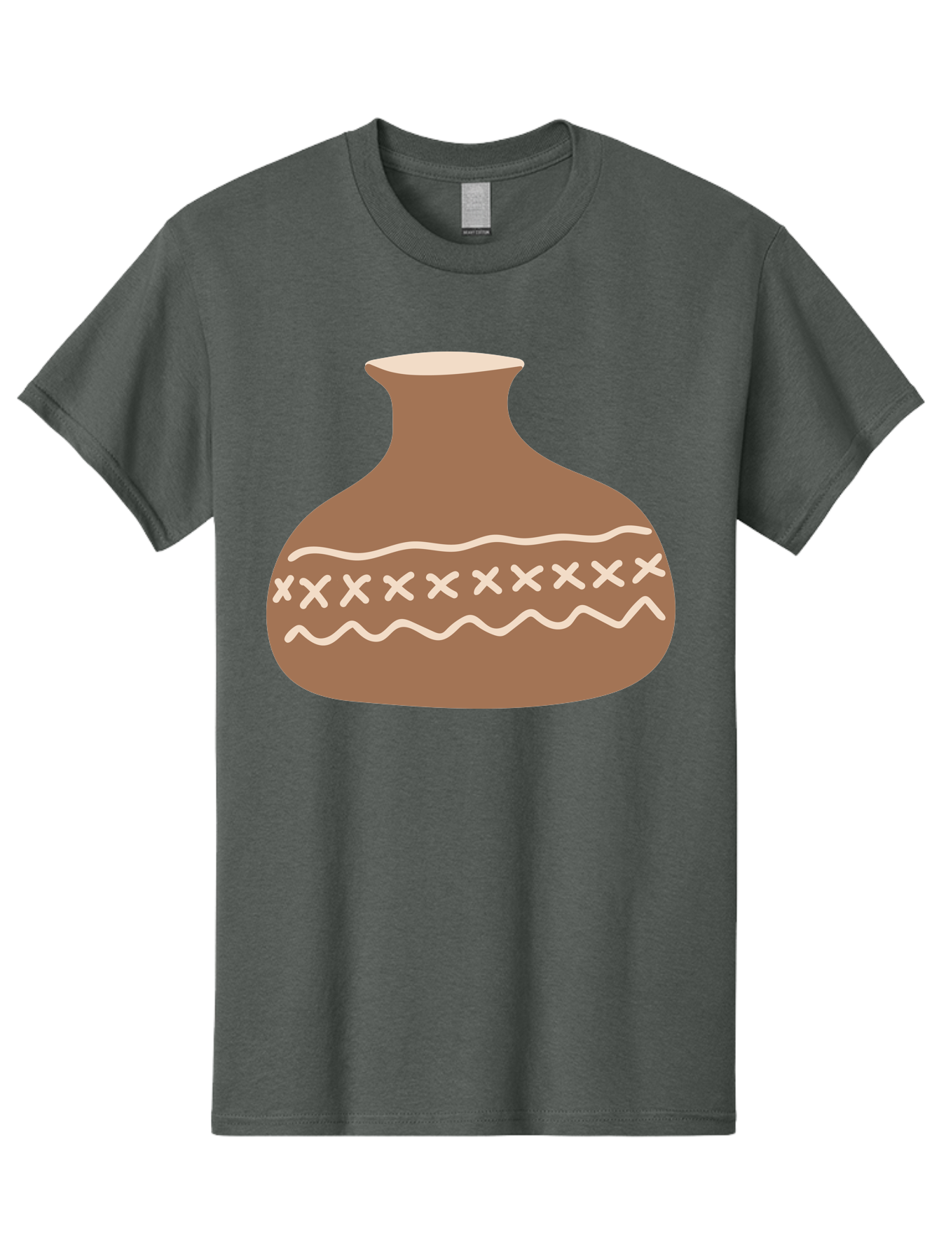Clay-Pot Men'S Graphic Tee, 100% Cotton, Comfortable Casual Summer Wear, Machine Washable, Clay Pot, Pottery Vessel, Ceramic Design, Traditional Craftsmanship, Handmade Art, Wavy Lines, Crosses Pattern, Earthy Tones, Cultural Heritage, Aae004