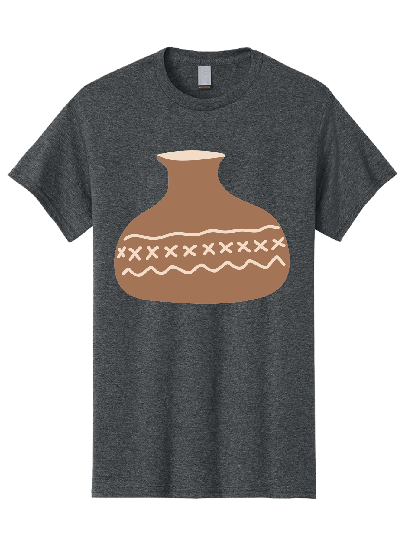 Clay-Pot Men'S Graphic Tee, 100% Cotton, Comfortable Casual Summer Wear, Machine Washable, Clay Pot, Pottery Vessel, Ceramic Design, Traditional Craftsmanship, Handmade Art, Wavy Lines, Crosses Pattern, Earthy Tones, Cultural Heritage, Aae004