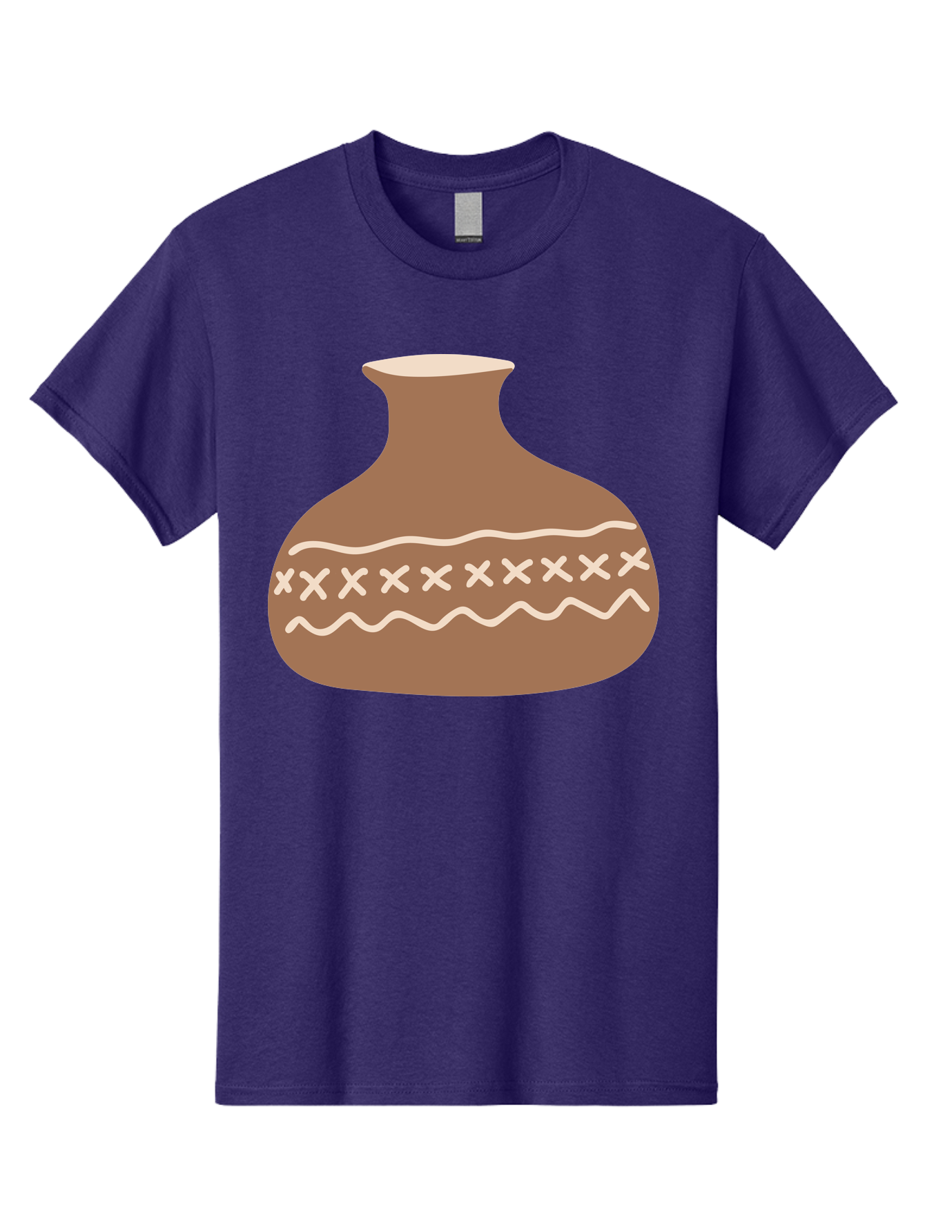 Clay-Pot Men'S Graphic Tee, 100% Cotton, Comfortable Casual Summer Wear, Machine Washable, Clay Pot, Pottery Vessel, Ceramic Design, Traditional Craftsmanship, Handmade Art, Wavy Lines, Crosses Pattern, Earthy Tones, Cultural Heritage, Aae004