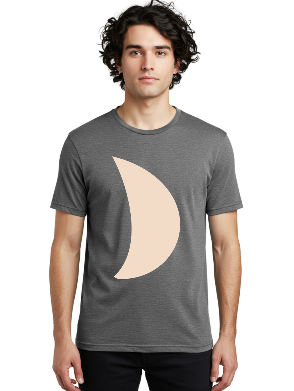 Crescent-Moon-1 Men'S Graphic Tee, 100% Cotton, Comfortable Casual Summer Wear, Machine Washable, Crescent Moon, Lunar Phase, Minimalist Design, Simple Shape, Soft Beige, Modern Graphic, Abstract Art Aae005