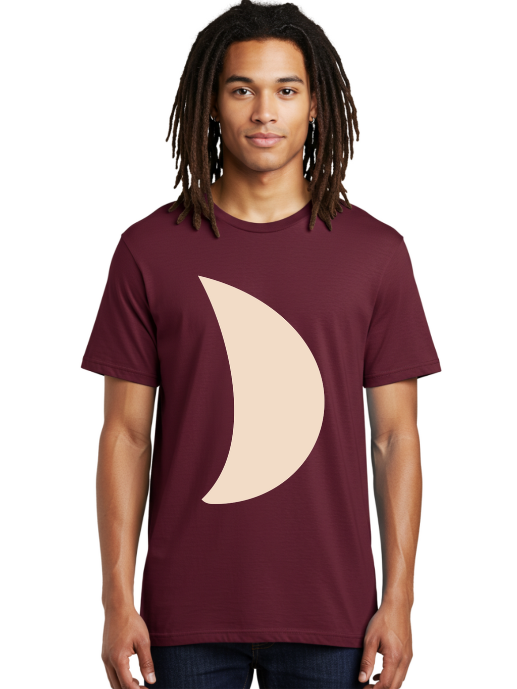 Crescent-Moon-1 Men'S Graphic Tee, 100% Cotton, Comfortable Casual Summer Wear, Machine Washable, Crescent Moon, Lunar Phase, Minimalist Design, Simple Shape, Soft Beige, Modern Graphic, Abstract Art Aae005