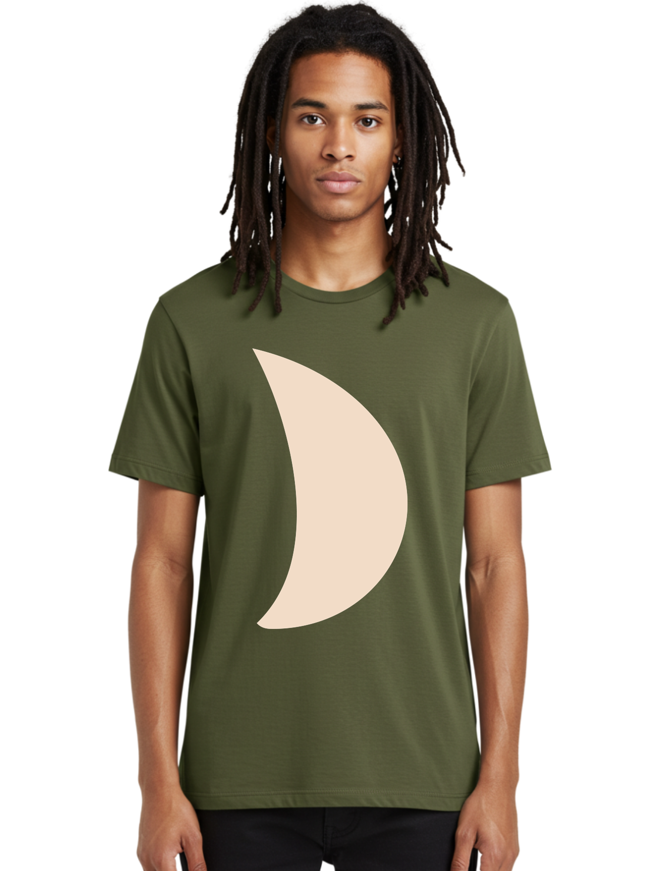Crescent-Moon-1 Men'S Graphic Tee, 100% Cotton, Comfortable Casual Summer Wear, Machine Washable, Crescent Moon, Lunar Phase, Minimalist Design, Simple Shape, Soft Beige, Modern Graphic, Abstract Art Aae005