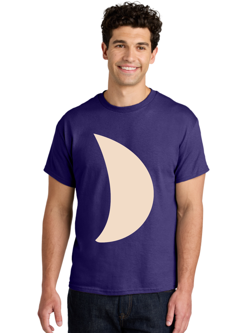 Crescent-Moon-1 Men'S Graphic Tee, 100% Cotton, Comfortable Casual Summer Wear, Machine Washable, Crescent Moon, Lunar Phase, Minimalist Design, Simple Shape, Soft Beige, Modern Graphic, Abstract Art Aae005