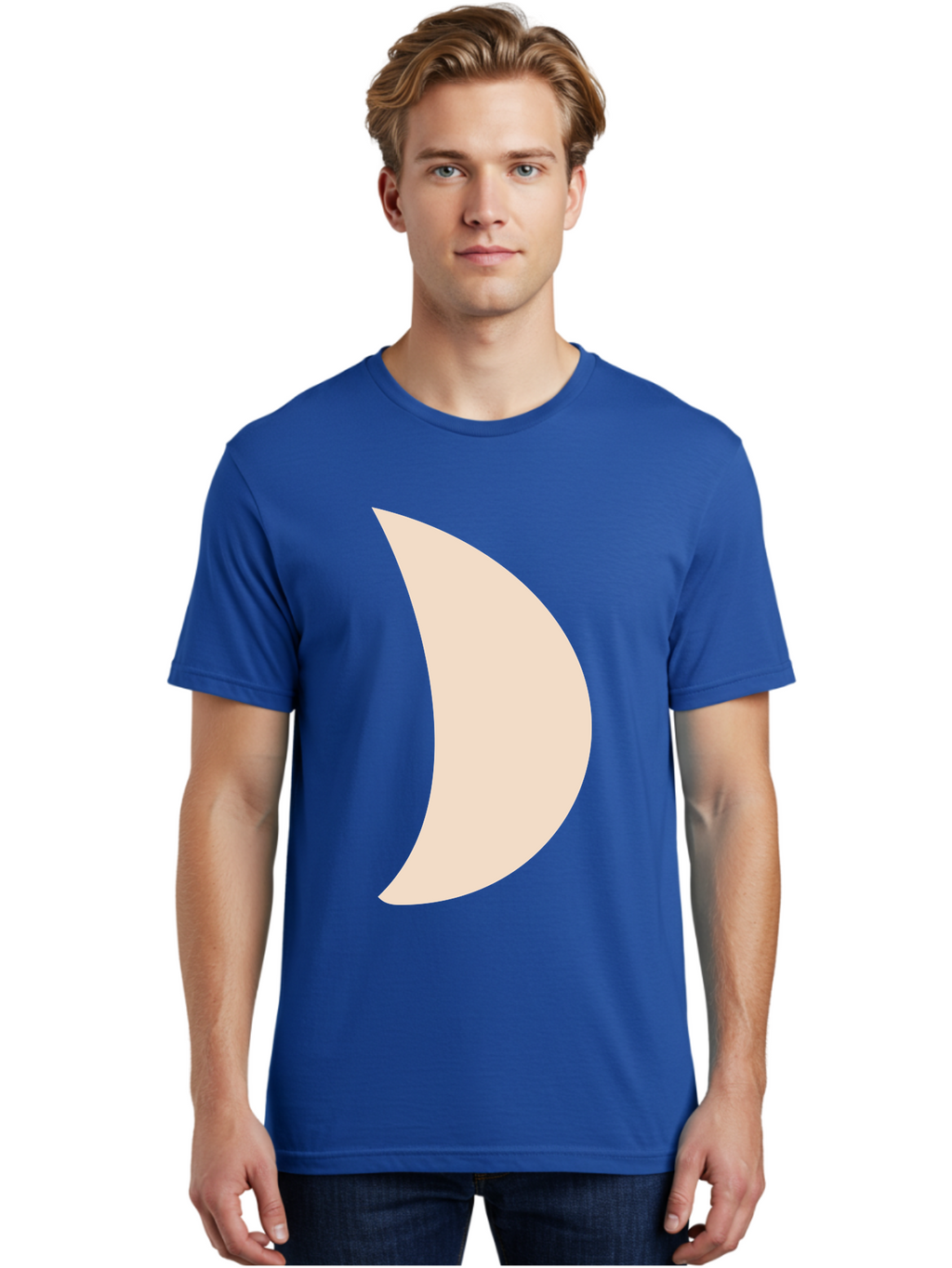 Crescent-Moon-1 Men'S Graphic Tee, 100% Cotton, Comfortable Casual Summer Wear, Machine Washable, Crescent Moon, Lunar Phase, Minimalist Design, Simple Shape, Soft Beige, Modern Graphic, Abstract Art Aae005