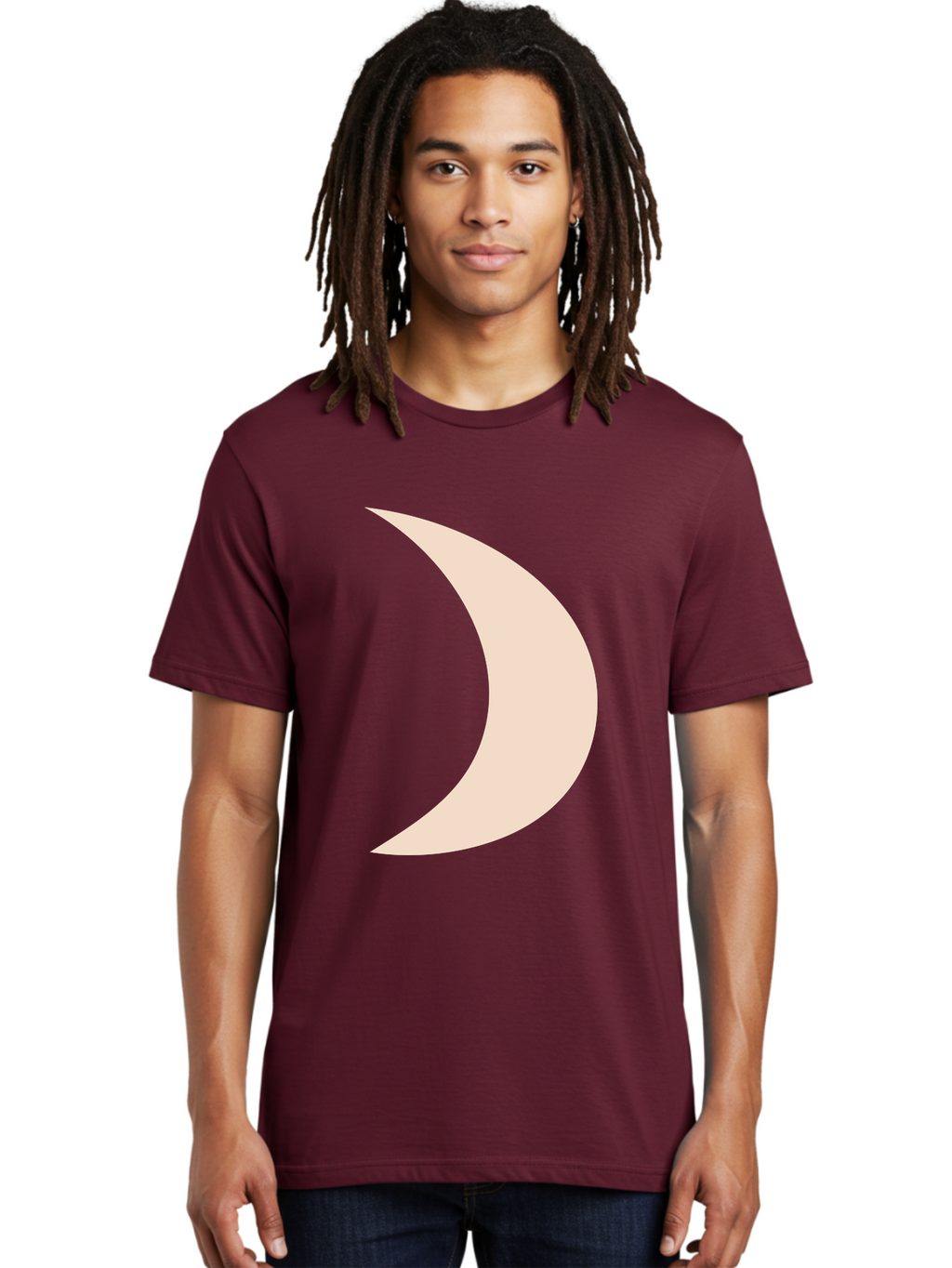 Crescent-Moon-2 Men'S Graphic Tee, 100% Cotton, Comfortable Casual Summer Wear, Machine Washable, Crescent Moon Shape, Minimalist Design, Simple Graphics, Tan Color, Abstract Art, Lunar Symbol, Night Sky Theme Aae006
