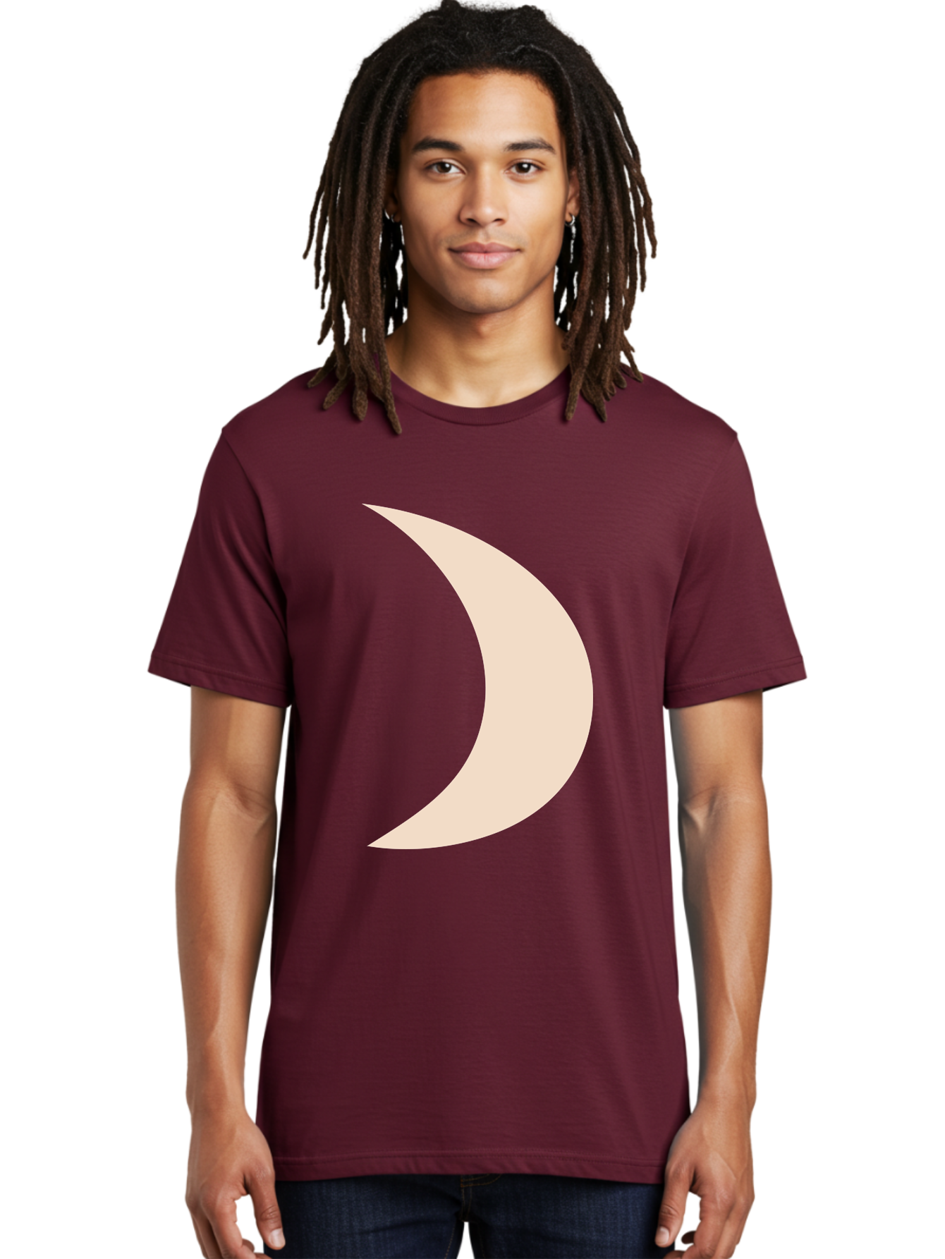 Crescent-Moon-2 Men'S Graphic Tee, 100% Cotton, Comfortable Casual Summer Wear, Machine Washable, Crescent Moon Shape, Minimalist Design, Simple Graphics, Tan Color, Abstract Art, Lunar Symbol, Night Sky Theme Aae006