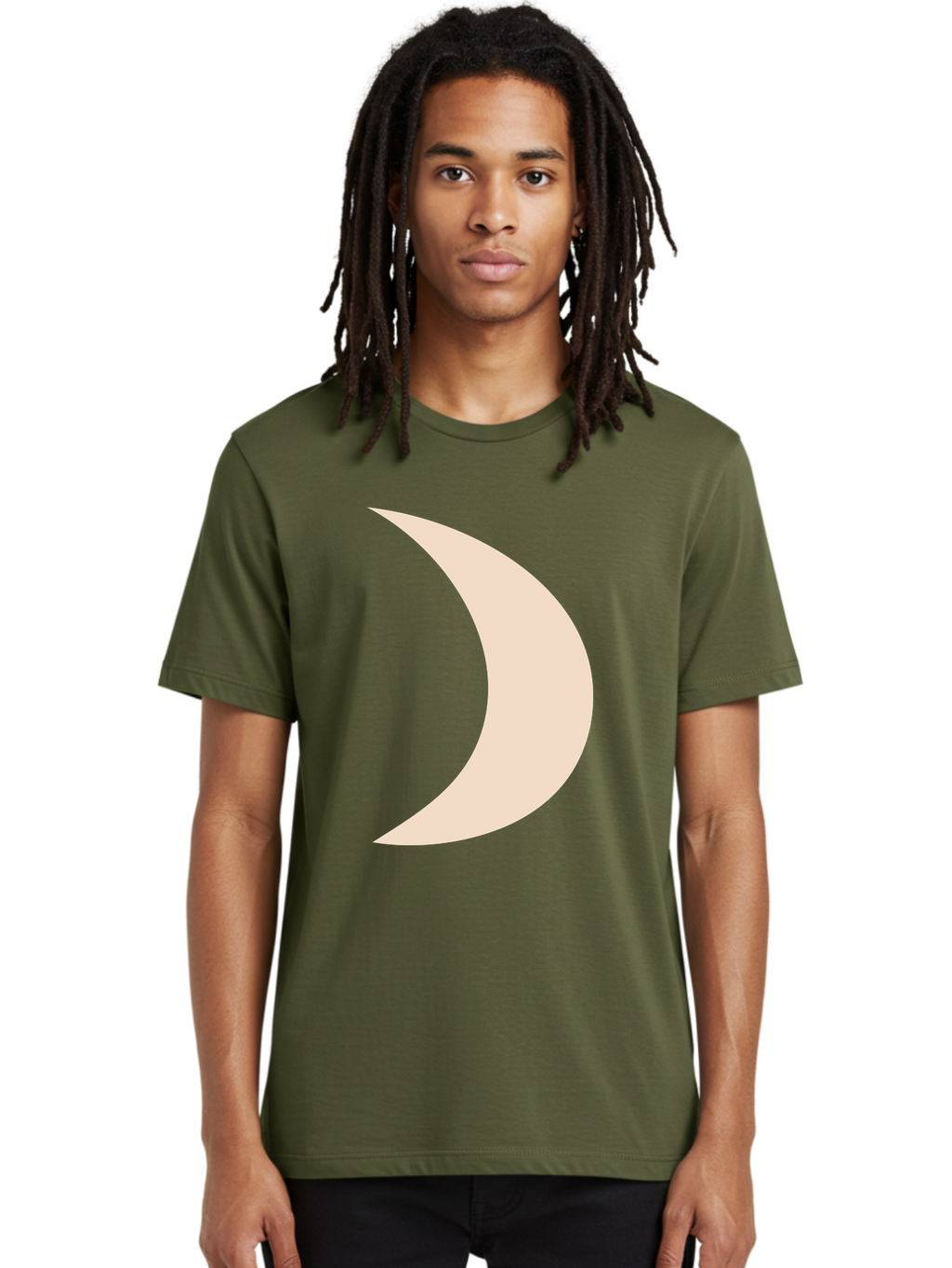 Crescent-Moon-2 Men'S Graphic Tee, 100% Cotton, Comfortable Casual Summer Wear, Machine Washable, Crescent Moon Shape, Minimalist Design, Simple Graphics, Tan Color, Abstract Art, Lunar Symbol, Night Sky Theme Aae006