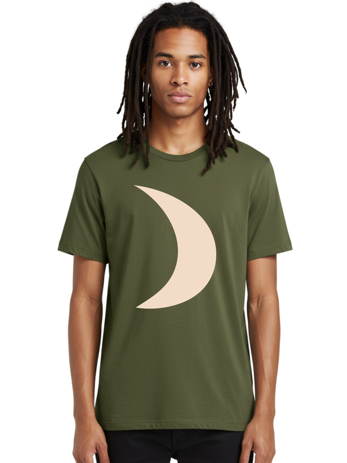 Crescent-Moon-2 Men'S Graphic Tee, 100% Cotton, Comfortable Casual Summer Wear, Machine Washable, Crescent Moon Shape, Minimalist Design, Simple Graphics, Tan Color, Abstract Art, Lunar Symbol, Night Sky Theme Aae006