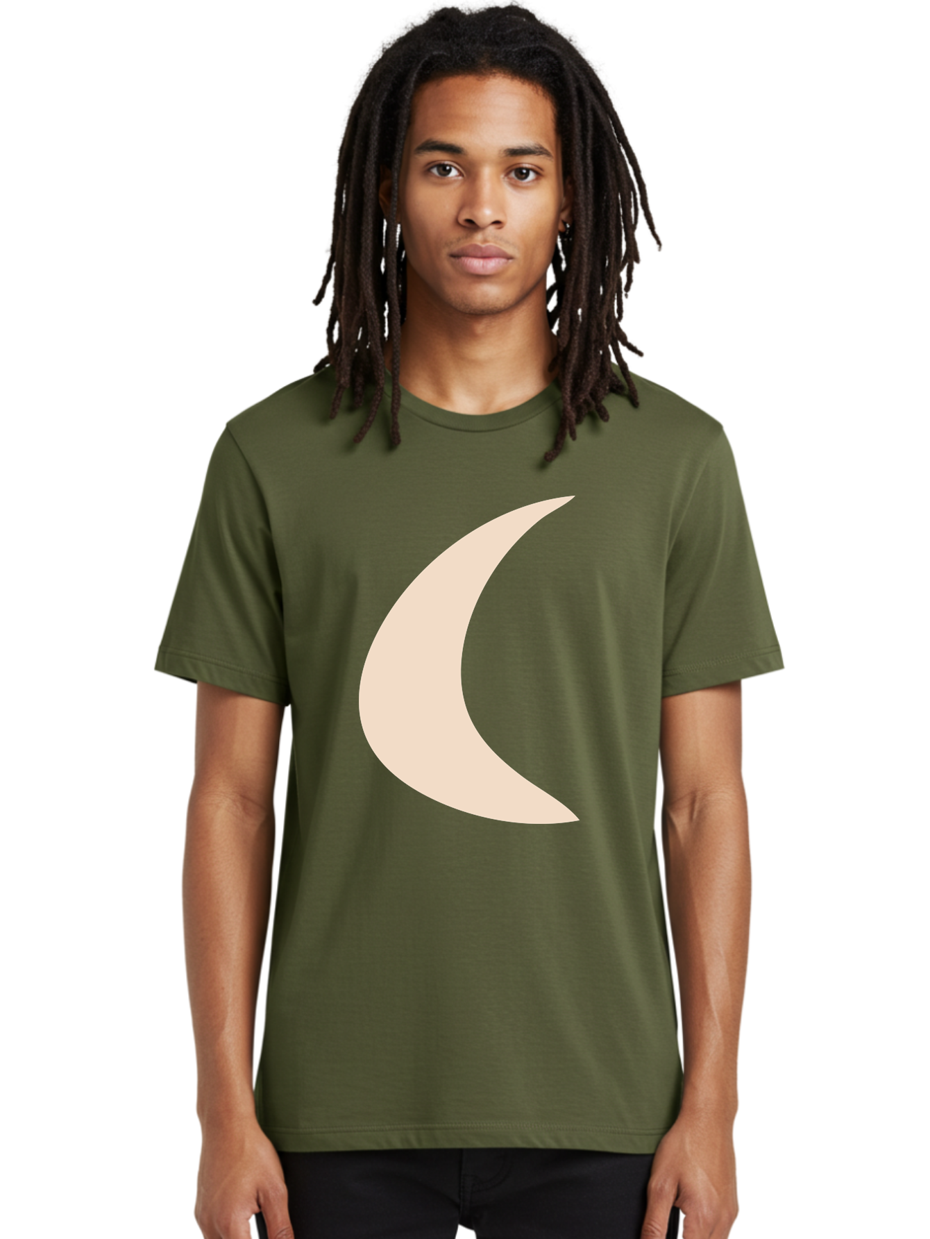 Crescent-Moon Men'S Graphic Tee, 100% Cotton, Comfortable Casual Summer Wear, Machine Washable, Crescent Moon, Pale Moon Shape, Simple Graphics, Minimalist Design, Moon Symbol, Digital Illustration, Abstract Shapes Aae007