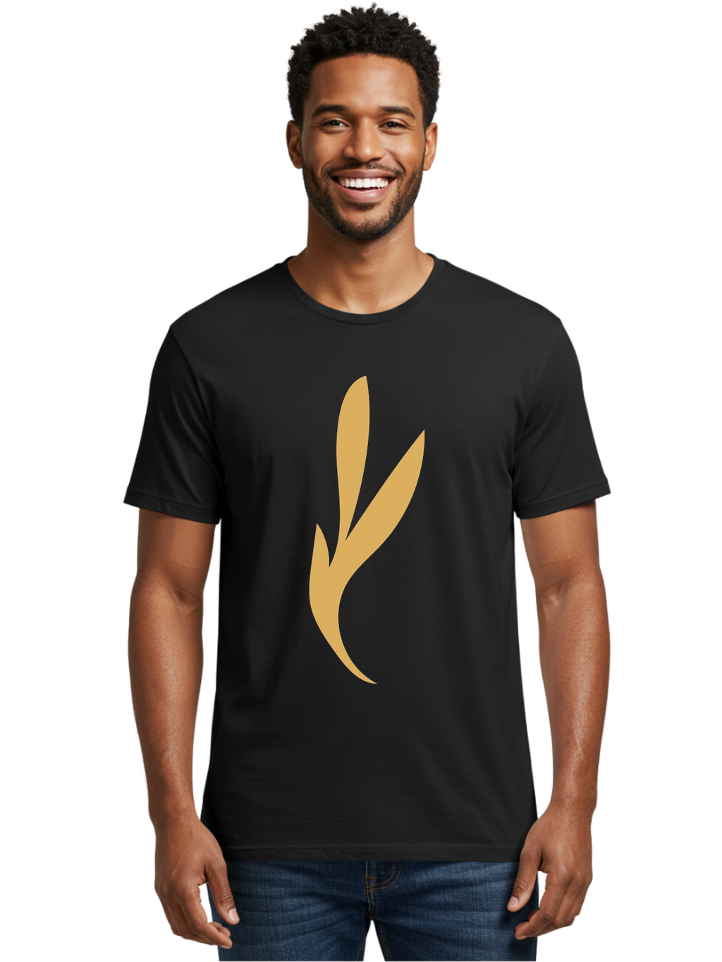 Curved-Leaf Men'S Graphic Tee, 100% Cotton, Comfortable Casual Summer Wear, Machine Washable, Orange Abstract Leaf, Simple Design, Minimalist Art, Stylized Foliage, Modern Graphic, Creative Illustration, Abstract Shape, Digital Art Aae008