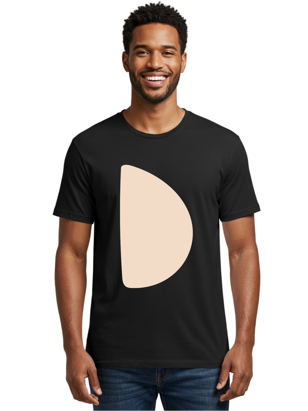 D Men'S Graphic Tee, 100% Cotton, Comfortable Casual Summer Wear, Machine Washable, Pacman Character, Simple Design, Minimalist Art, Beige Color, Retro Gaming, Iconic Symbol, Classic Video Game Aae009