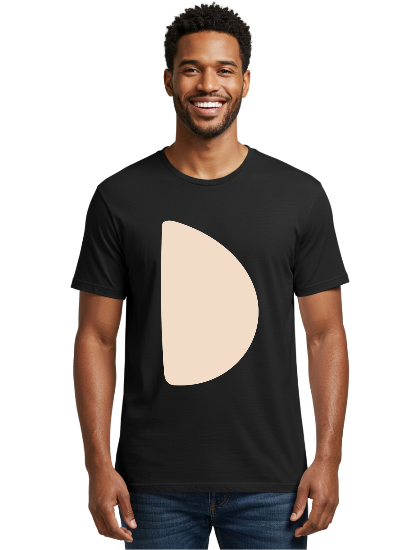 D Men'S Graphic Tee, 100% Cotton, Comfortable Casual Summer Wear, Machine Washable, Pacman Character, Simple Design, Minimalist Art, Beige Color, Retro Gaming, Iconic Symbol, Classic Video Game Aae009