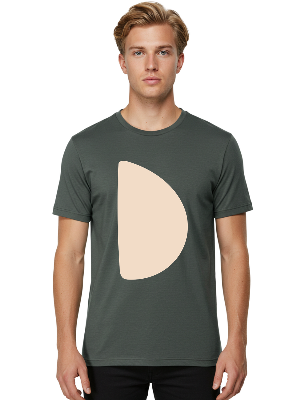 D Men'S Graphic Tee, 100% Cotton, Comfortable Casual Summer Wear, Machine Washable, Pacman Character, Simple Design, Minimalist Art, Beige Color, Retro Gaming, Iconic Symbol, Classic Video Game Aae009