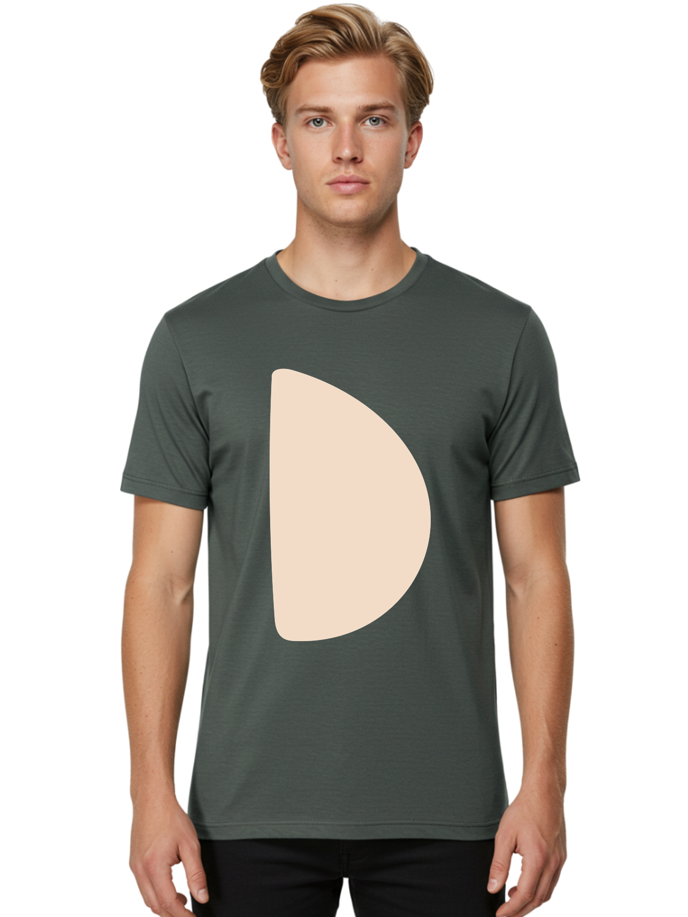 D Men'S Graphic Tee, 100% Cotton, Comfortable Casual Summer Wear, Machine Washable, Pacman Character, Simple Design, Minimalist Art, Beige Color, Retro Gaming, Iconic Symbol, Classic Video Game Aae009