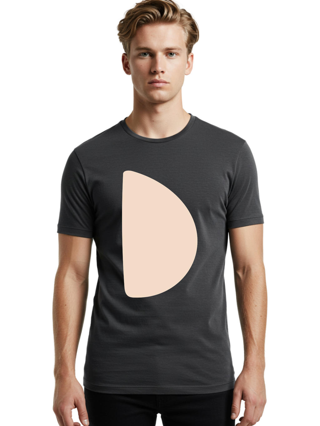 D Men'S Graphic Tee, 100% Cotton, Comfortable Casual Summer Wear, Machine Washable, Pacman Character, Simple Design, Minimalist Art, Beige Color, Retro Gaming, Iconic Symbol, Classic Video Game Aae009