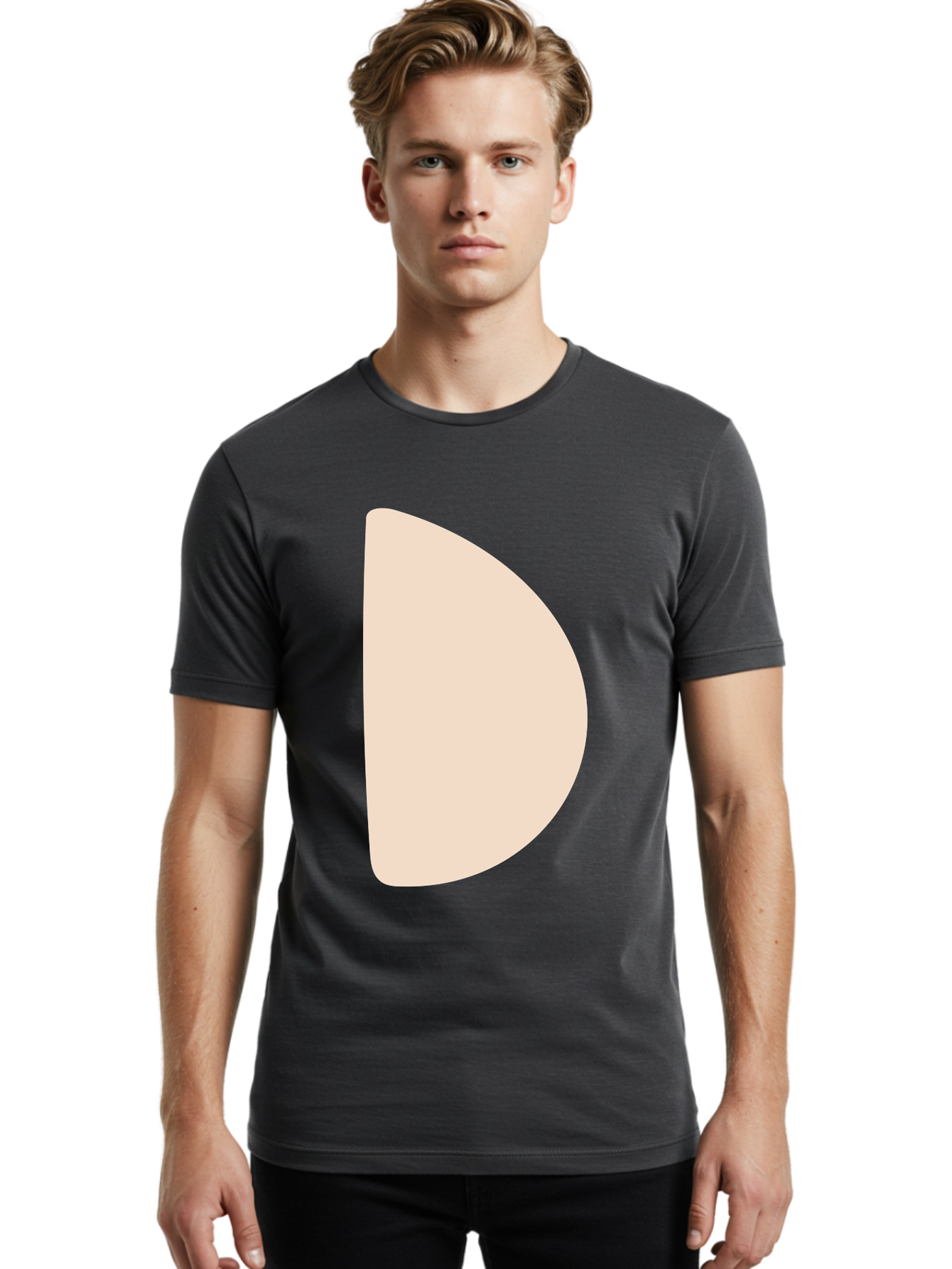 D Men'S Graphic Tee, 100% Cotton, Comfortable Casual Summer Wear, Machine Washable, Pacman Character, Simple Design, Minimalist Art, Beige Color, Retro Gaming, Iconic Symbol, Classic Video Game Aae009