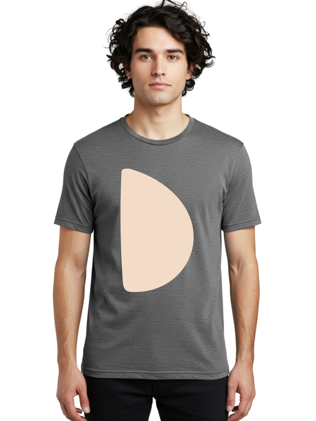 D Men'S Graphic Tee, 100% Cotton, Comfortable Casual Summer Wear, Machine Washable, Pacman Character, Simple Design, Minimalist Art, Beige Color, Retro Gaming, Iconic Symbol, Classic Video Game Aae009
