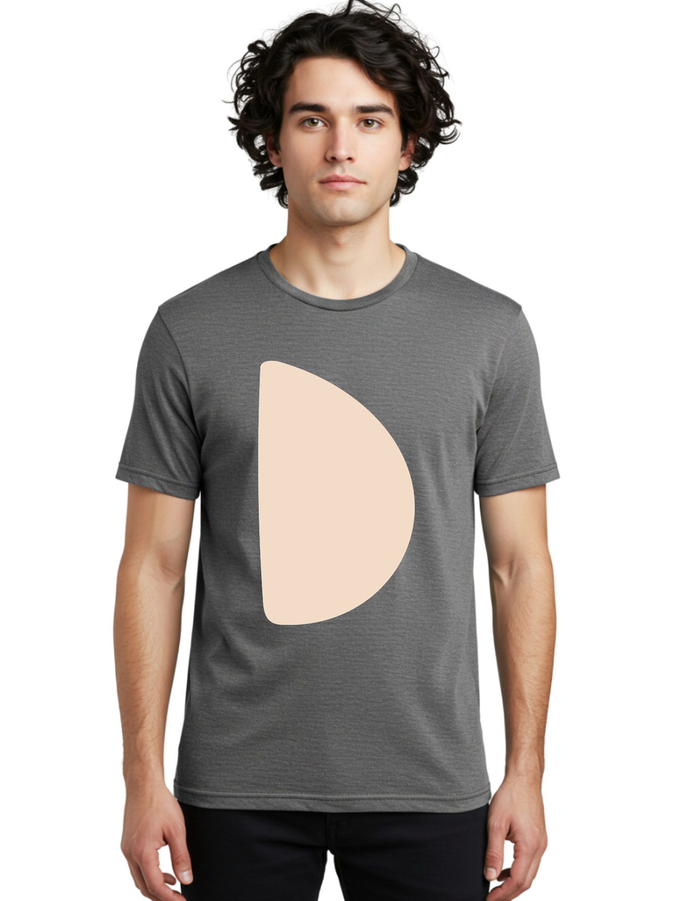 D Men'S Graphic Tee, 100% Cotton, Comfortable Casual Summer Wear, Machine Washable, Pacman Character, Simple Design, Minimalist Art, Beige Color, Retro Gaming, Iconic Symbol, Classic Video Game Aae009