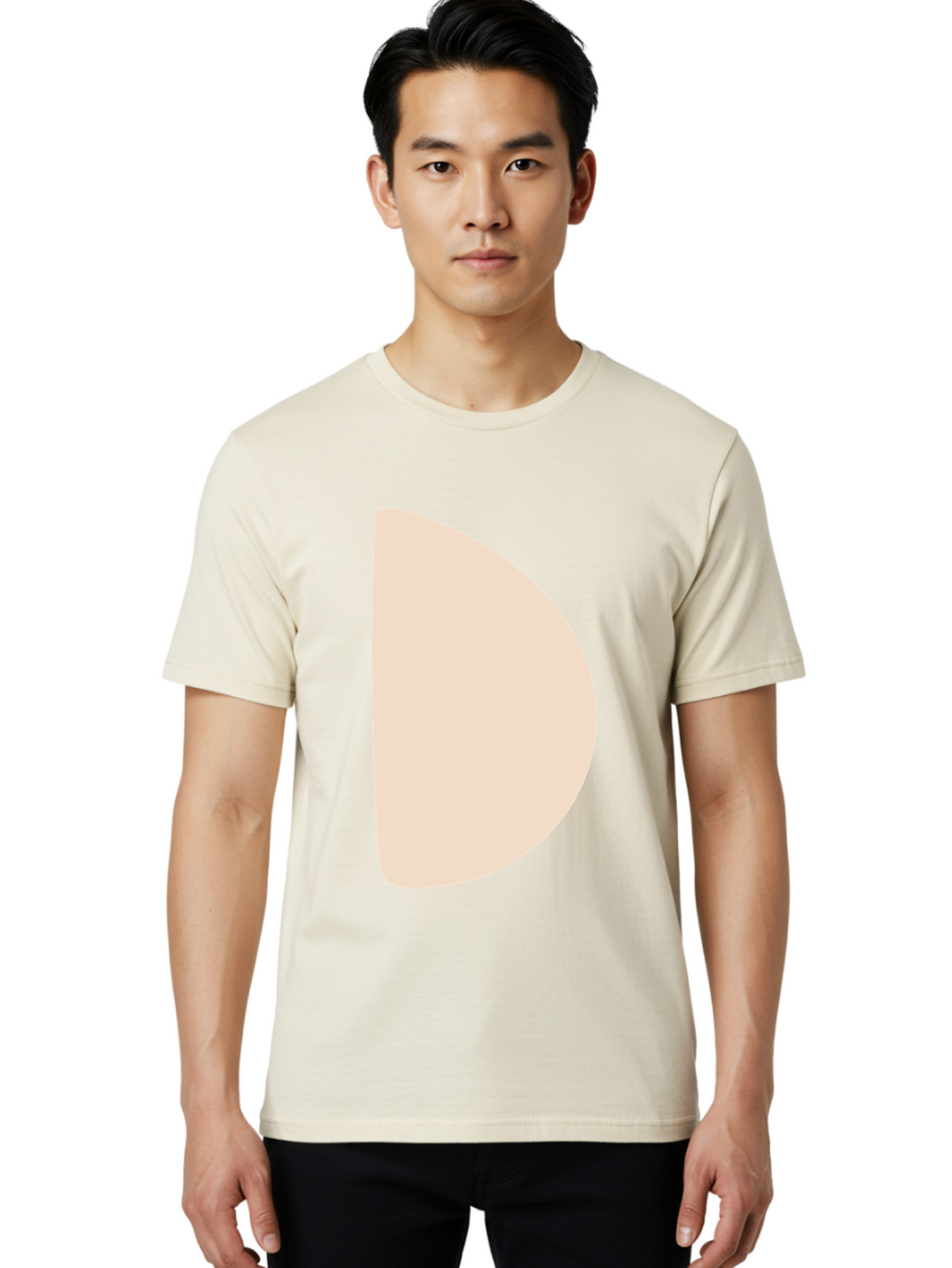 D Men'S Graphic Tee, 100% Cotton, Comfortable Casual Summer Wear, Machine Washable, Pacman Character, Simple Design, Minimalist Art, Beige Color, Retro Gaming, Iconic Symbol, Classic Video Game Aae009