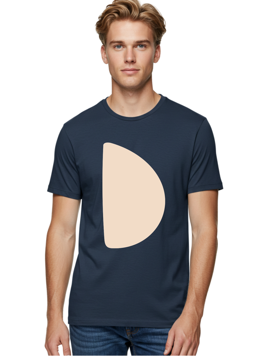 D Men'S Graphic Tee, 100% Cotton, Comfortable Casual Summer Wear, Machine Washable, Pacman Character, Simple Design, Minimalist Art, Beige Color, Retro Gaming, Iconic Symbol, Classic Video Game Aae009