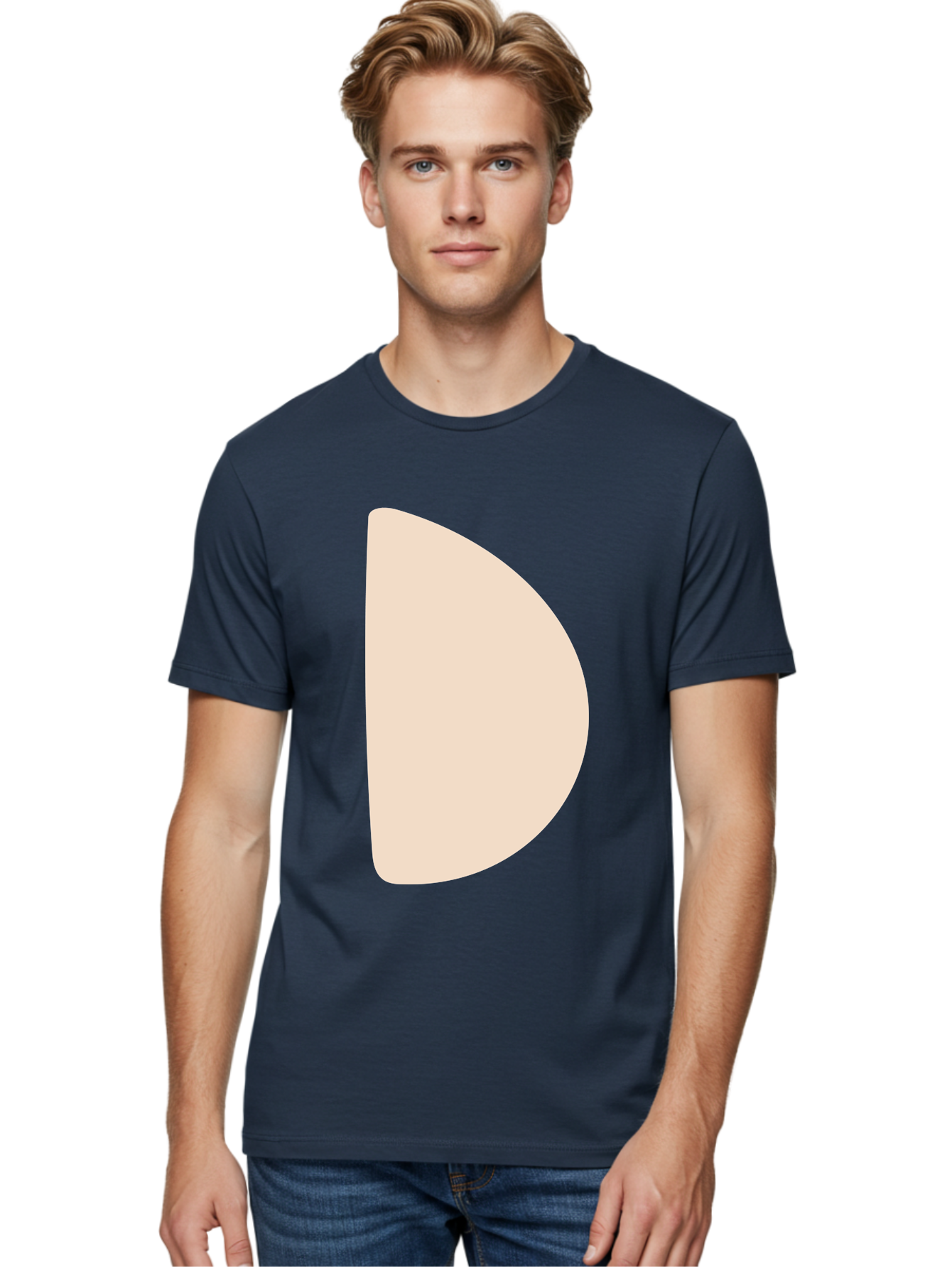D Men'S Graphic Tee, 100% Cotton, Comfortable Casual Summer Wear, Machine Washable, Pacman Character, Simple Design, Minimalist Art, Beige Color, Retro Gaming, Iconic Symbol, Classic Video Game Aae009
