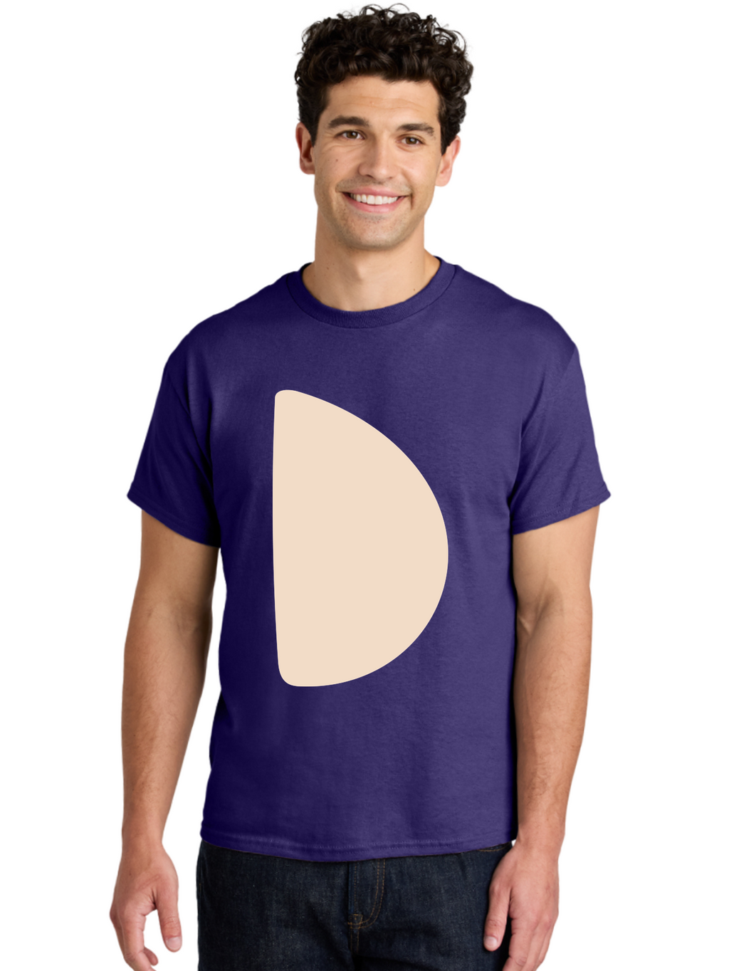 D Men'S Graphic Tee, 100% Cotton, Comfortable Casual Summer Wear, Machine Washable, Pacman Character, Simple Design, Minimalist Art, Beige Color, Retro Gaming, Iconic Symbol, Classic Video Game Aae009